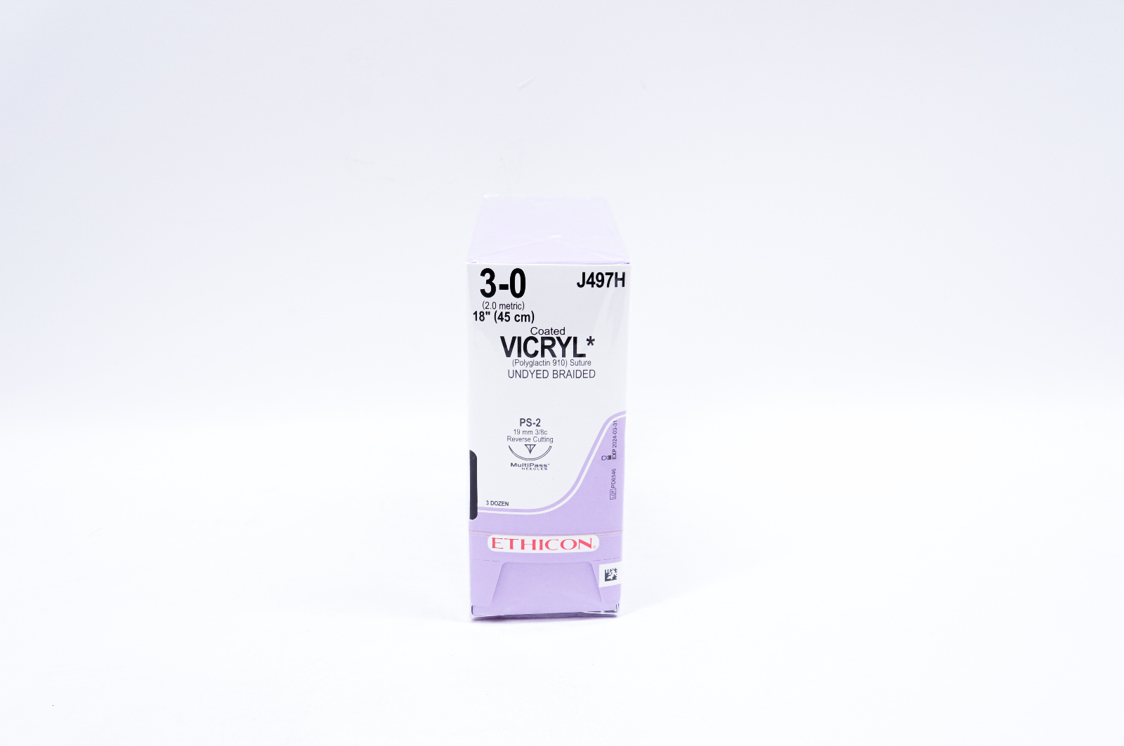 Ethicon J497H 3-0 VICRYL, PS-2, 19mmm 3/8c, 18inch - Box of 36