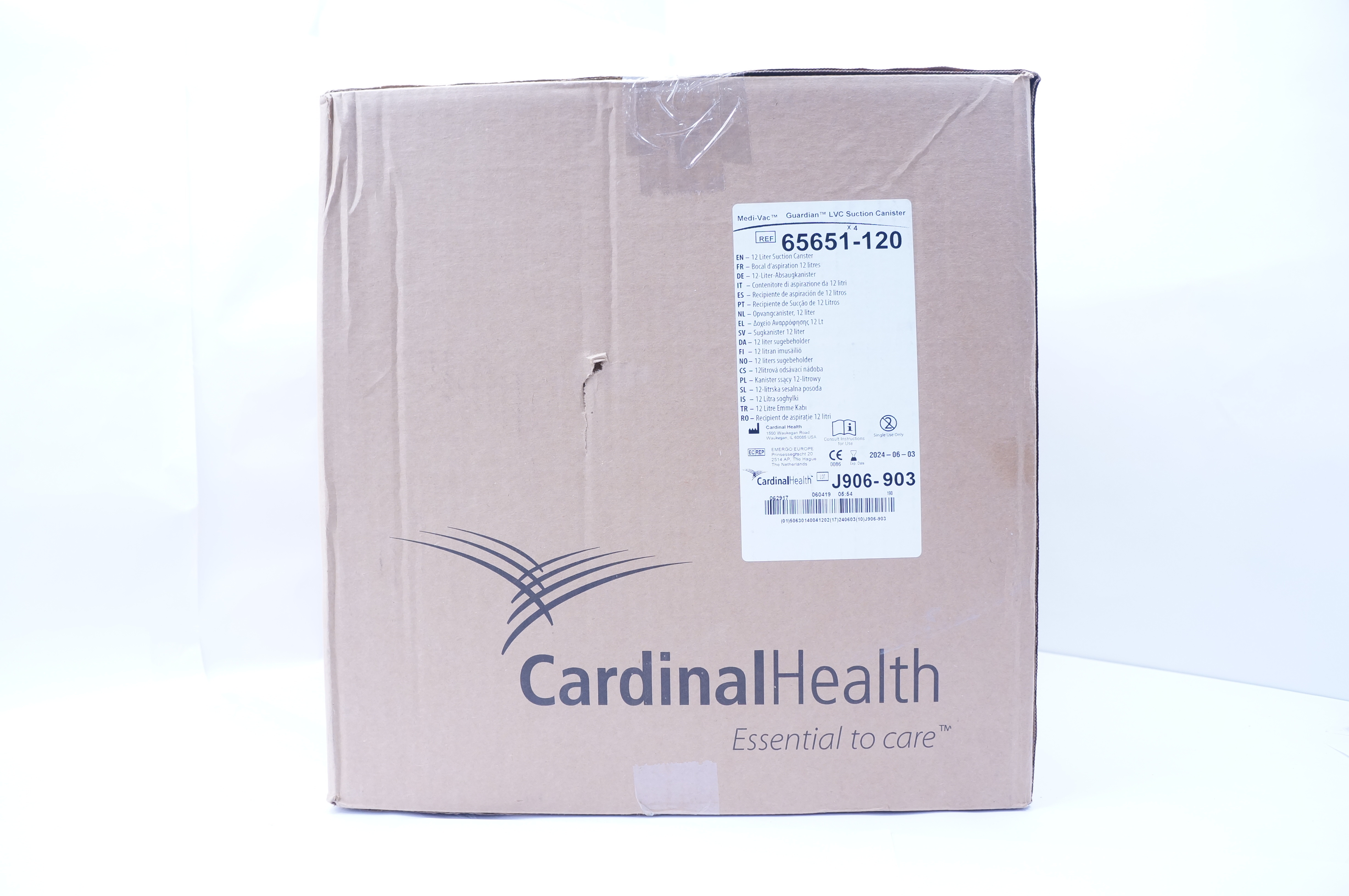 Cardinal Health 65651-120 Guardian LVC Suction Canister 12 Liter - Box of 4