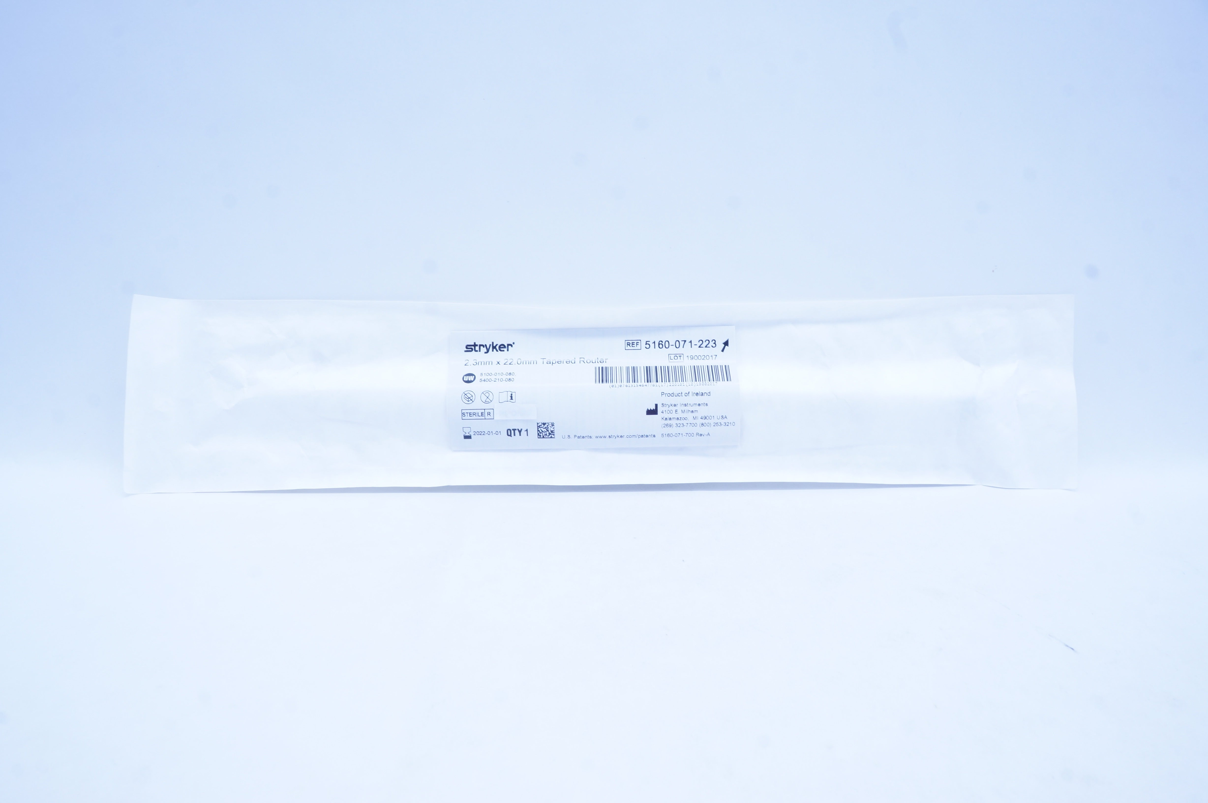 Stryker 5160-071-223 2.3mm x 22.0mm Tapered Router