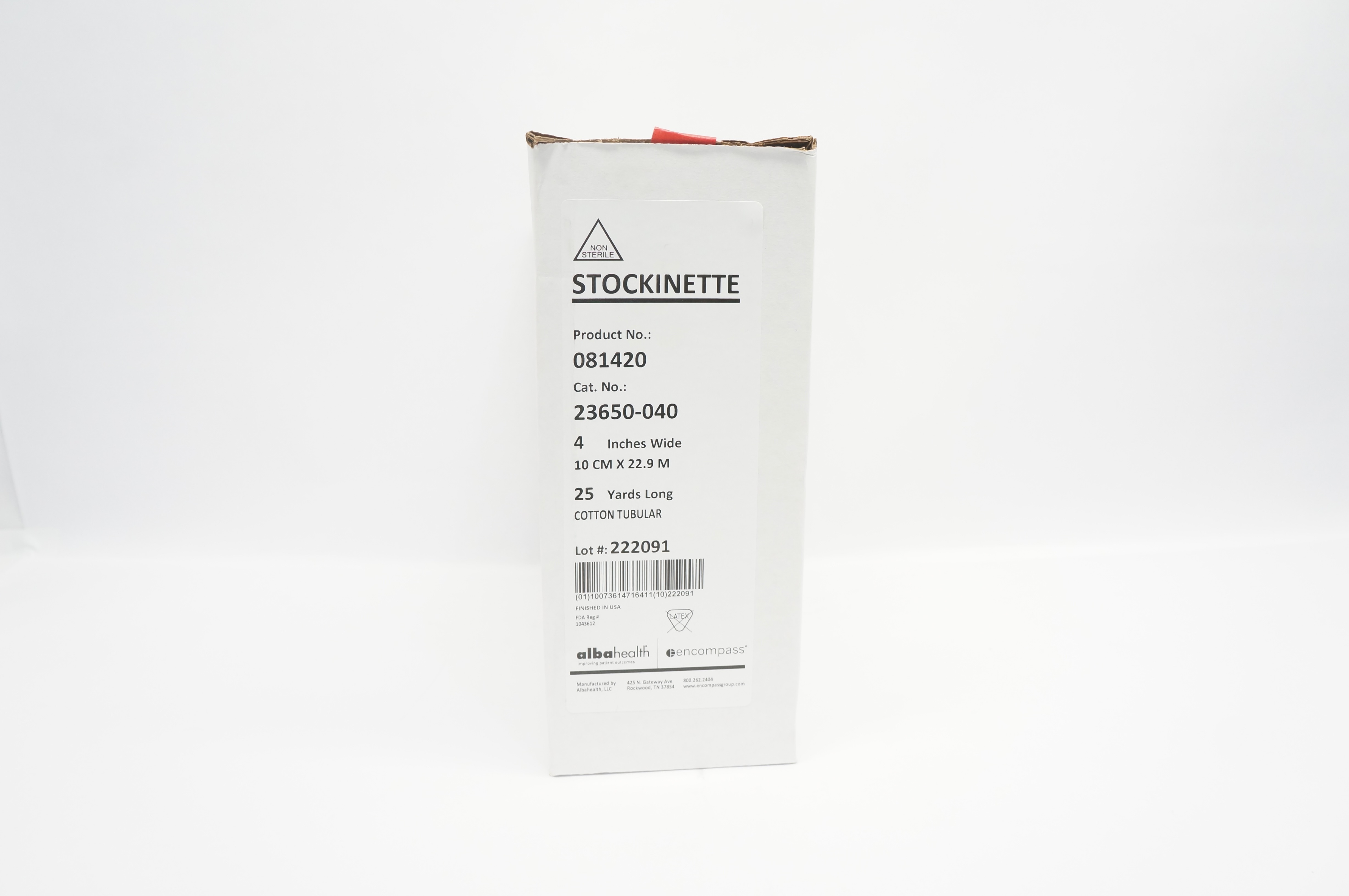 Alba Health 23650-040 Tubular Stockinette Cotton Tubular 4inch x 25yds.