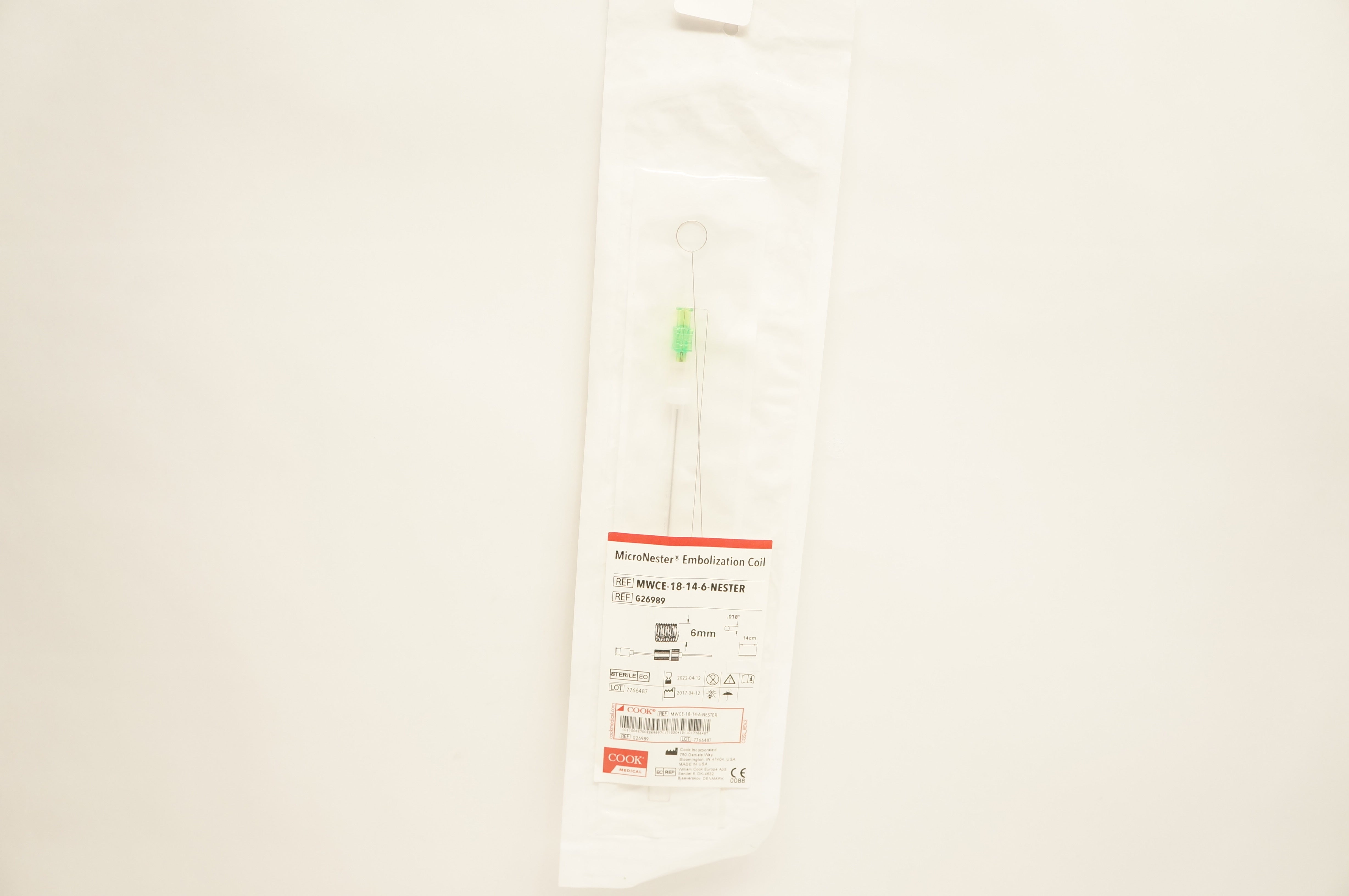 Cook Medical G26989 MicroNester Embolization Coil 6mm x 14cm x .018inch (x)