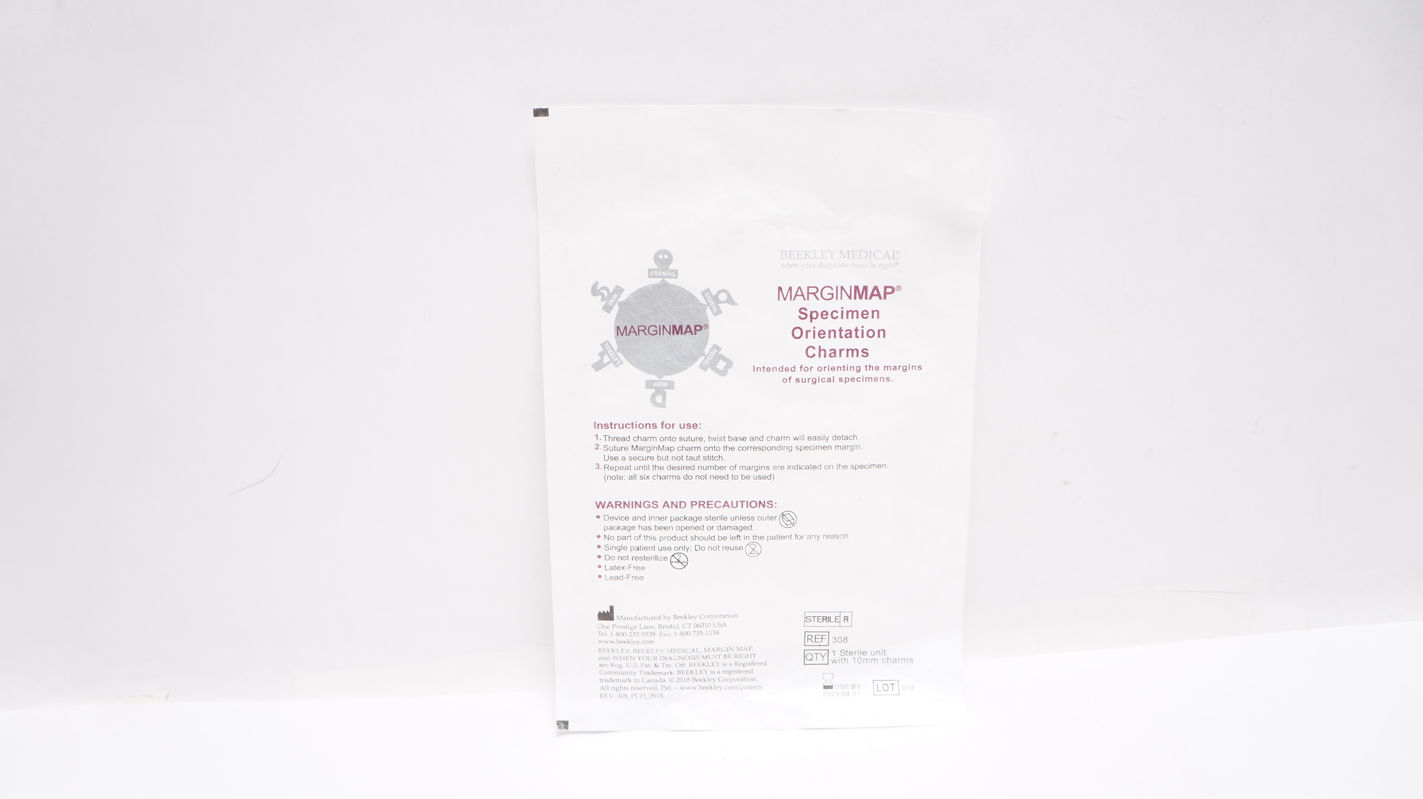 Beekley 308 MarginMap Specimen Orientation Charms (x)