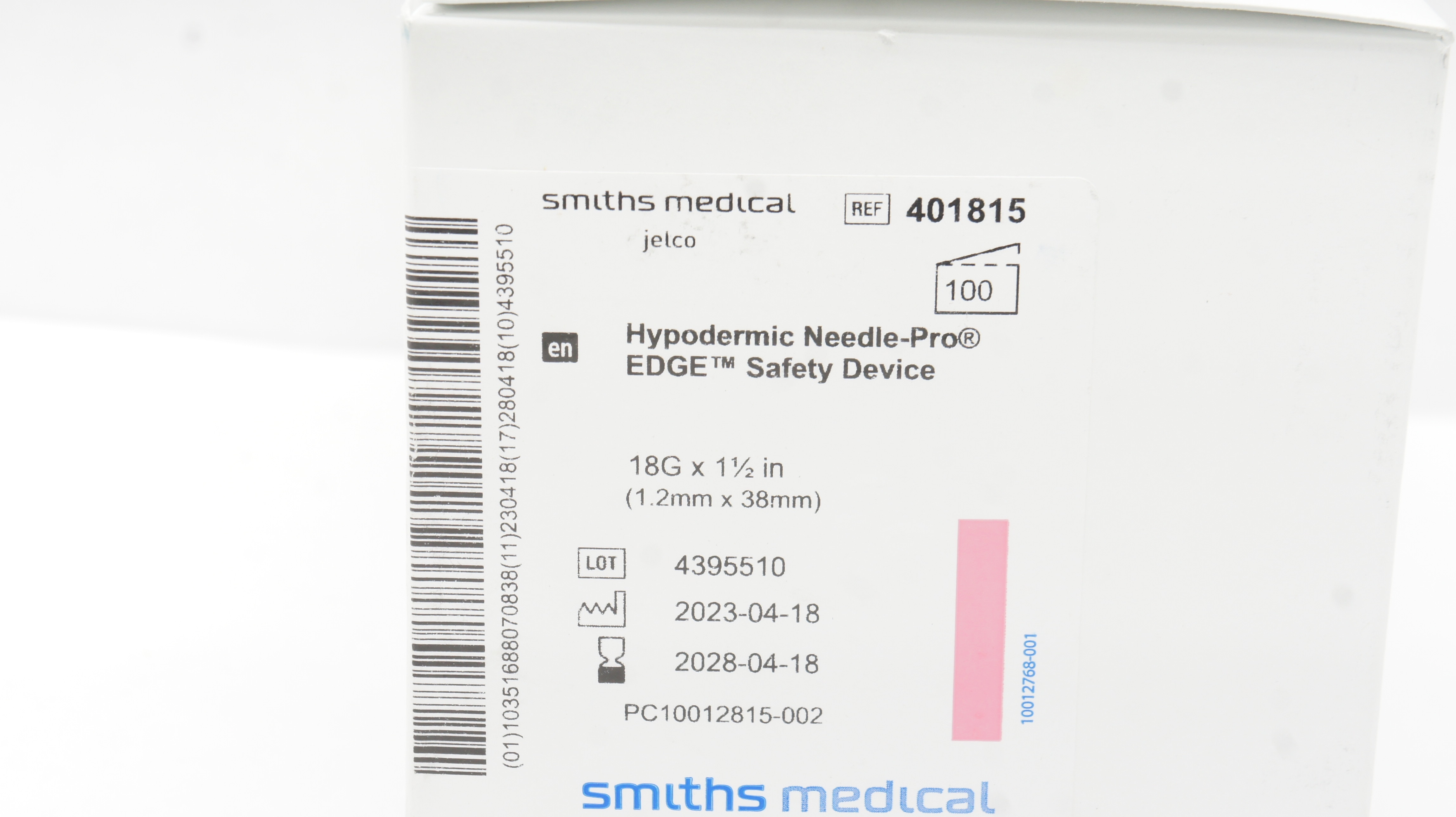 Smiths Medical 401815 Jelco Hypodermic Safety Device 18G x 1-1/2 - Box ...