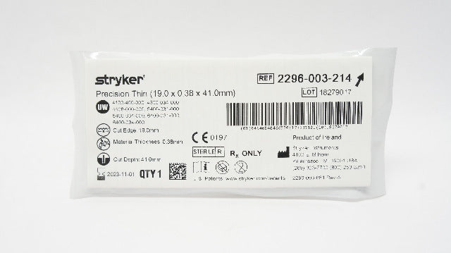 Stryker 2296-003-214 Precision Thin 19.0 x 41.0 x 0.38mm