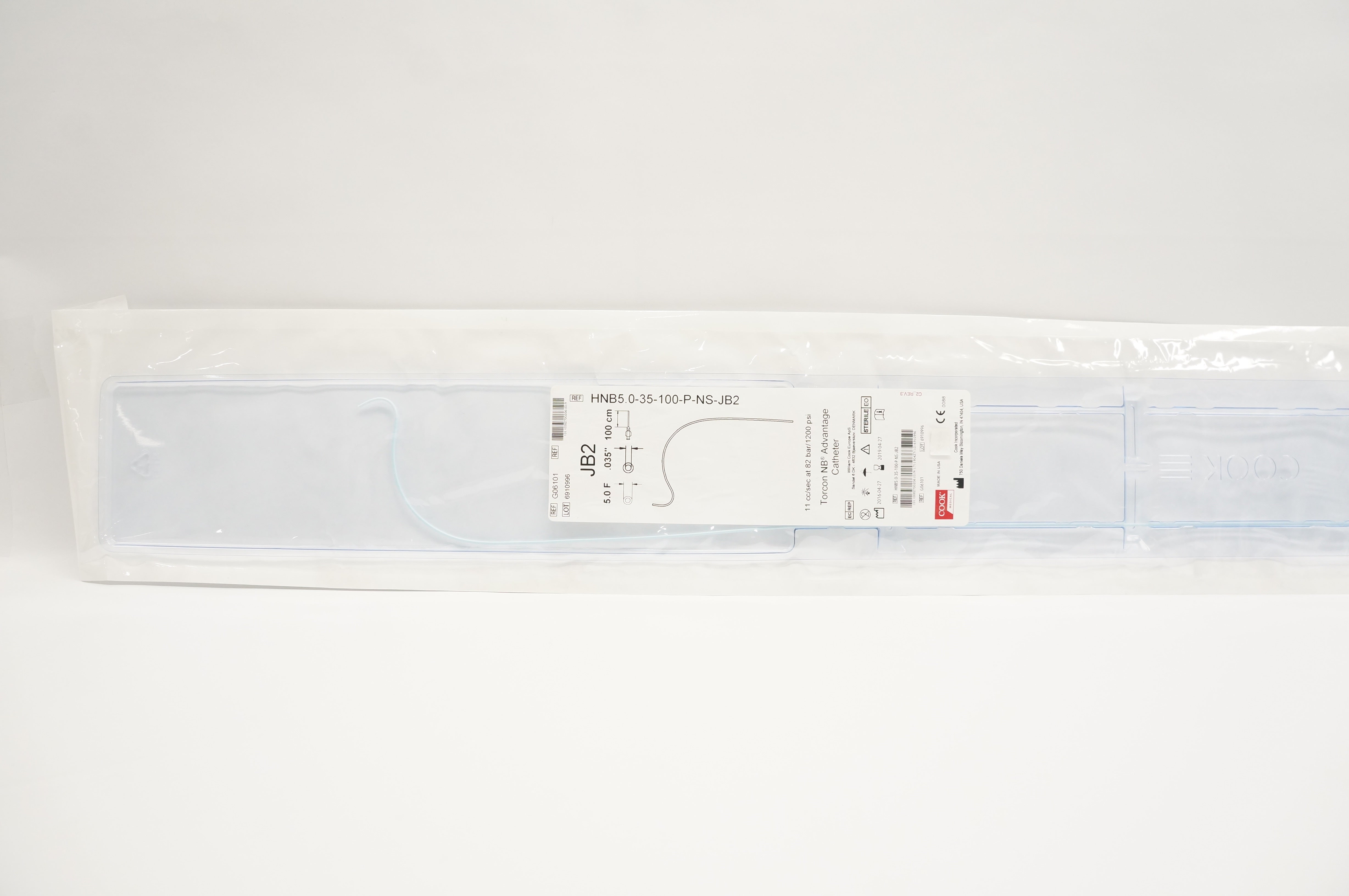 Torxon Cook Medical G06101 Torcon NB Advantage Cath. JB2 5.0F x .035inch x ...