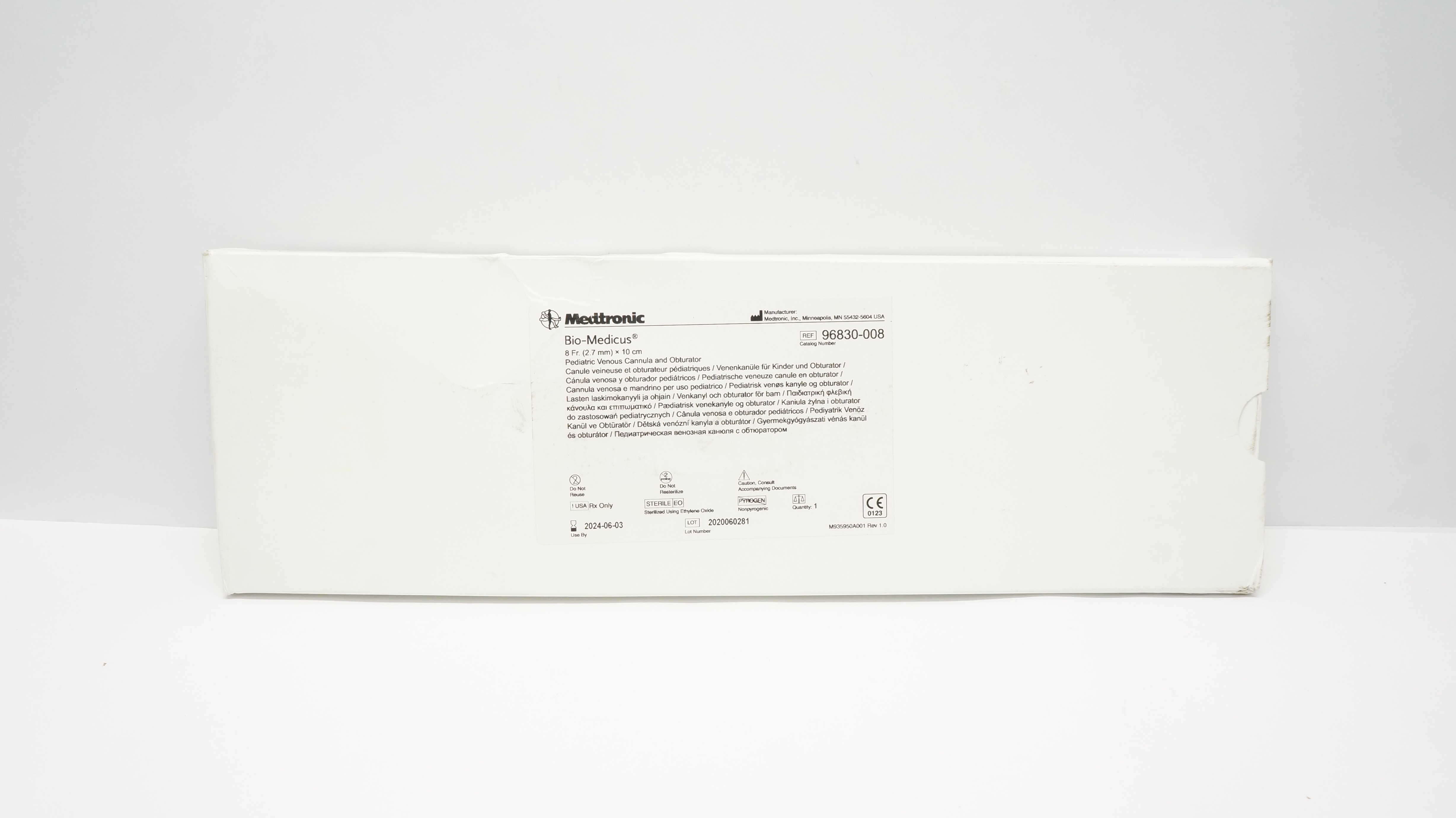 Medtronic 96830-008 Bio-Medicus Pediatric Venous Cannula&Orburator 8Frx10cm (x)