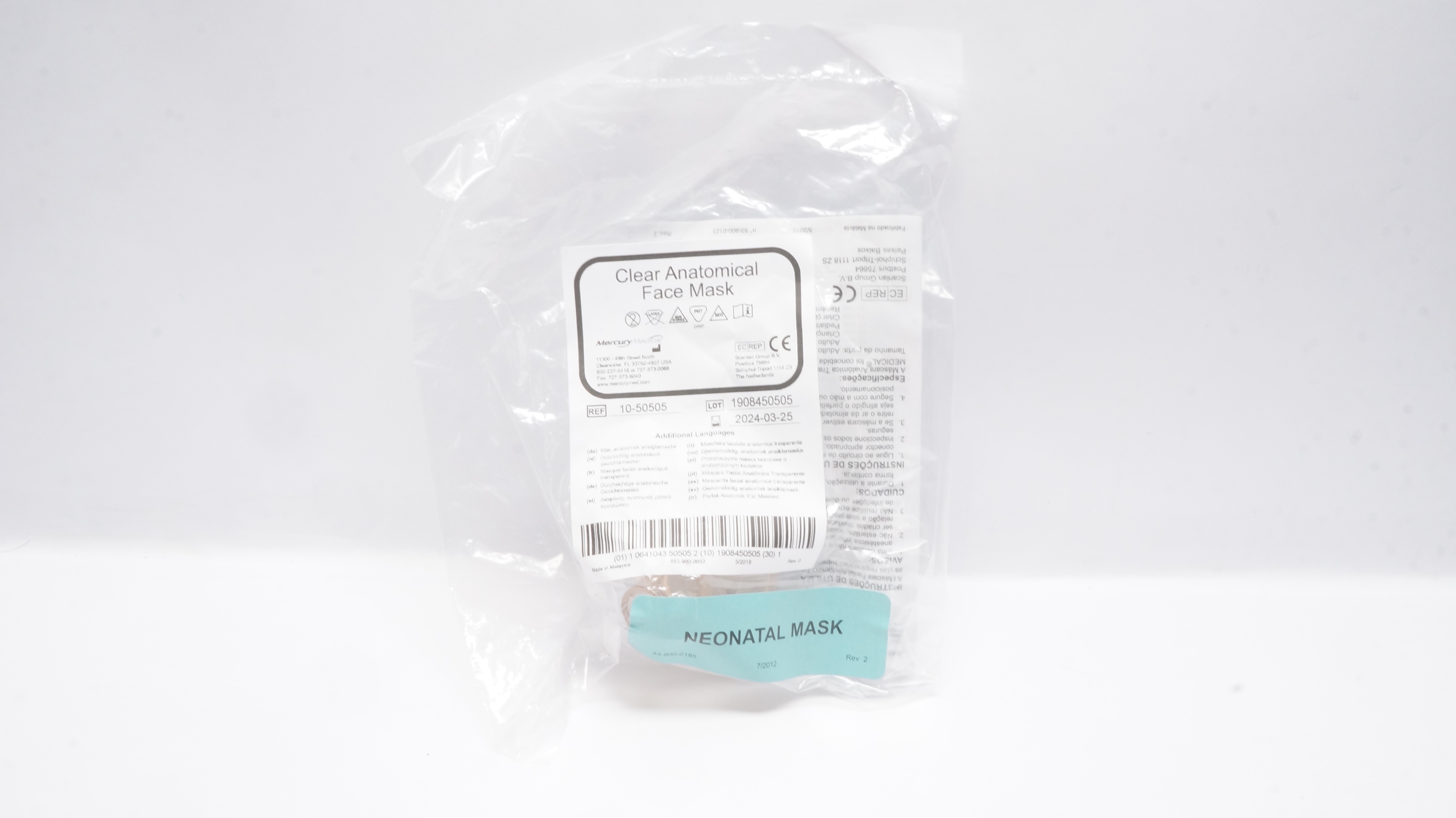 Mercury Medical 10-50505 Clear Anatomical Neonatal Face Mask (x)