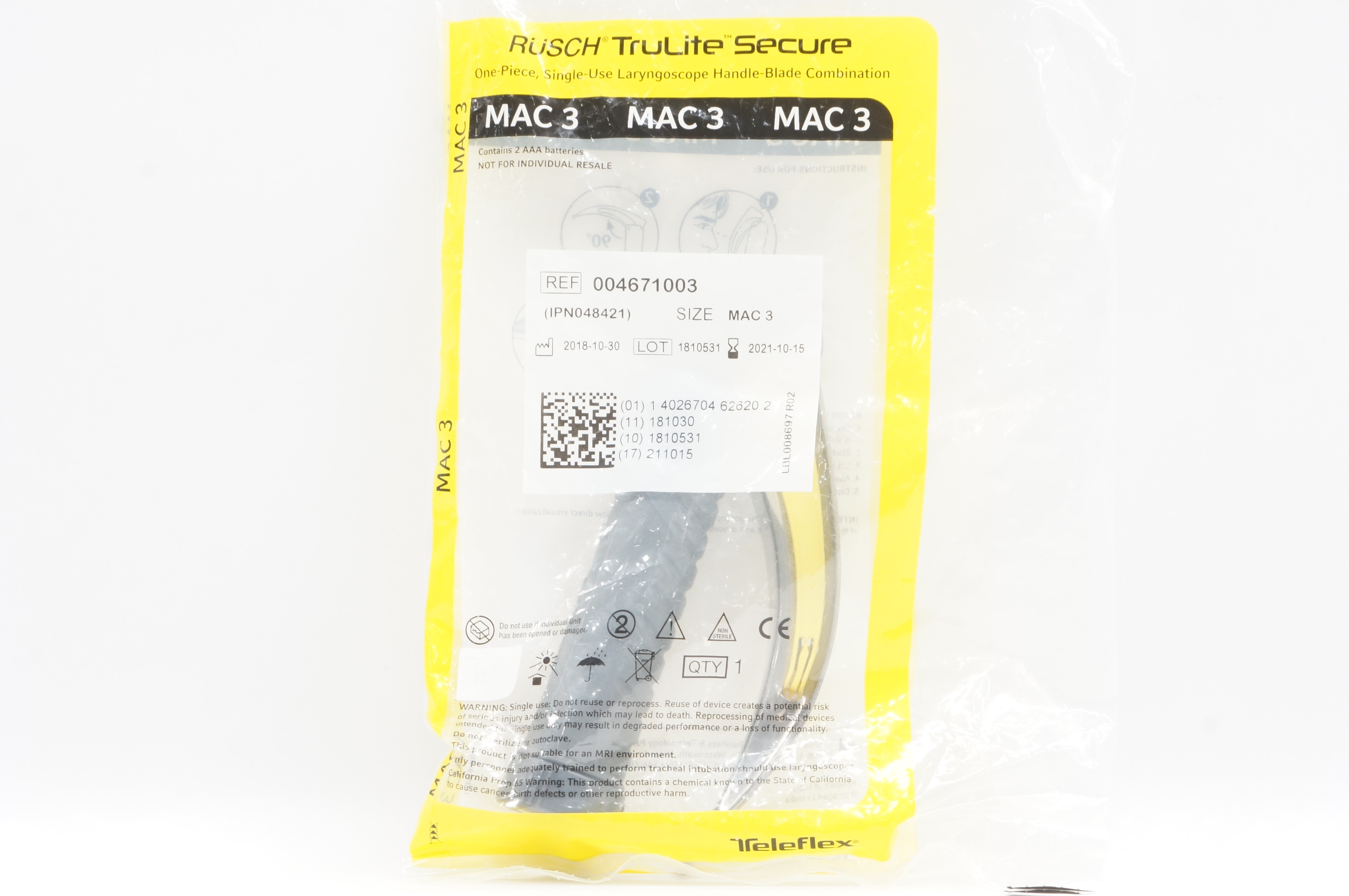 Teleflex 004671003 Rusch TruLite Laryngoscope Handle-Blade Combination MAC 3 (x)