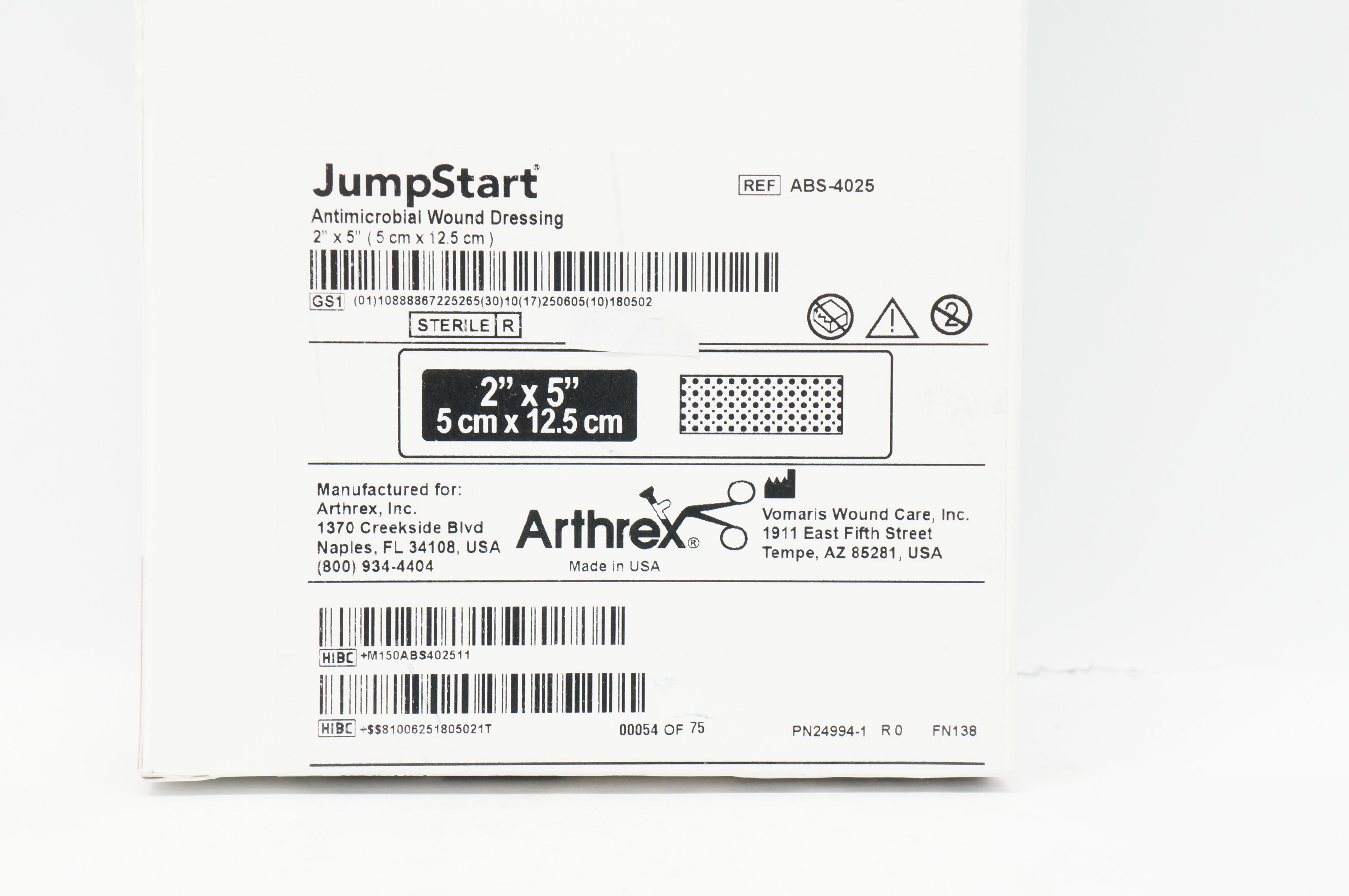 アイケア @abc Arthrex ABS-4025 JumpStart Antimicrobial Wound Dressing 2inch x