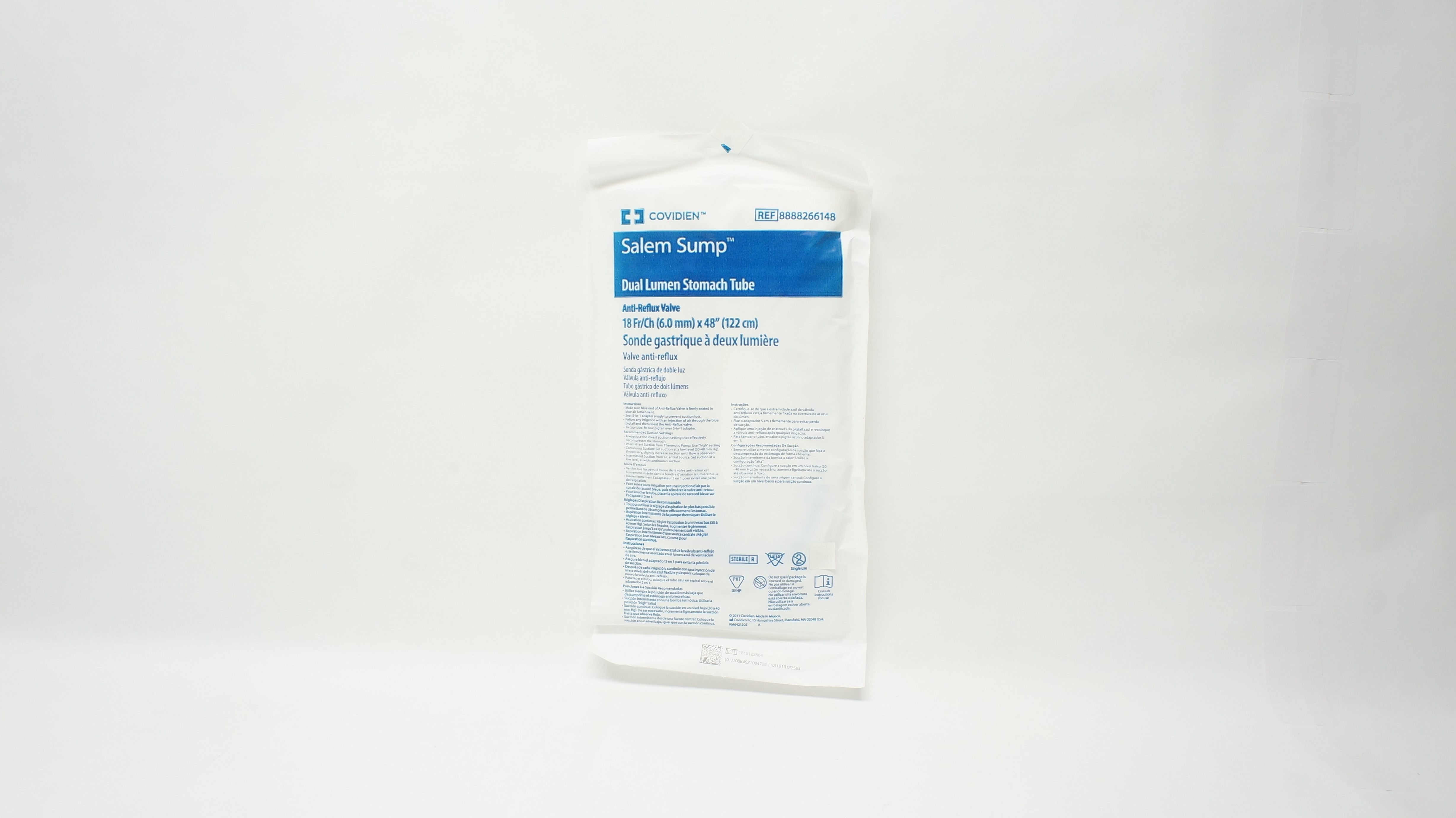 Covidien 8888266148 Salem Sump Dual Lumen Stomach Tube 18Fr/Ch x 48inch