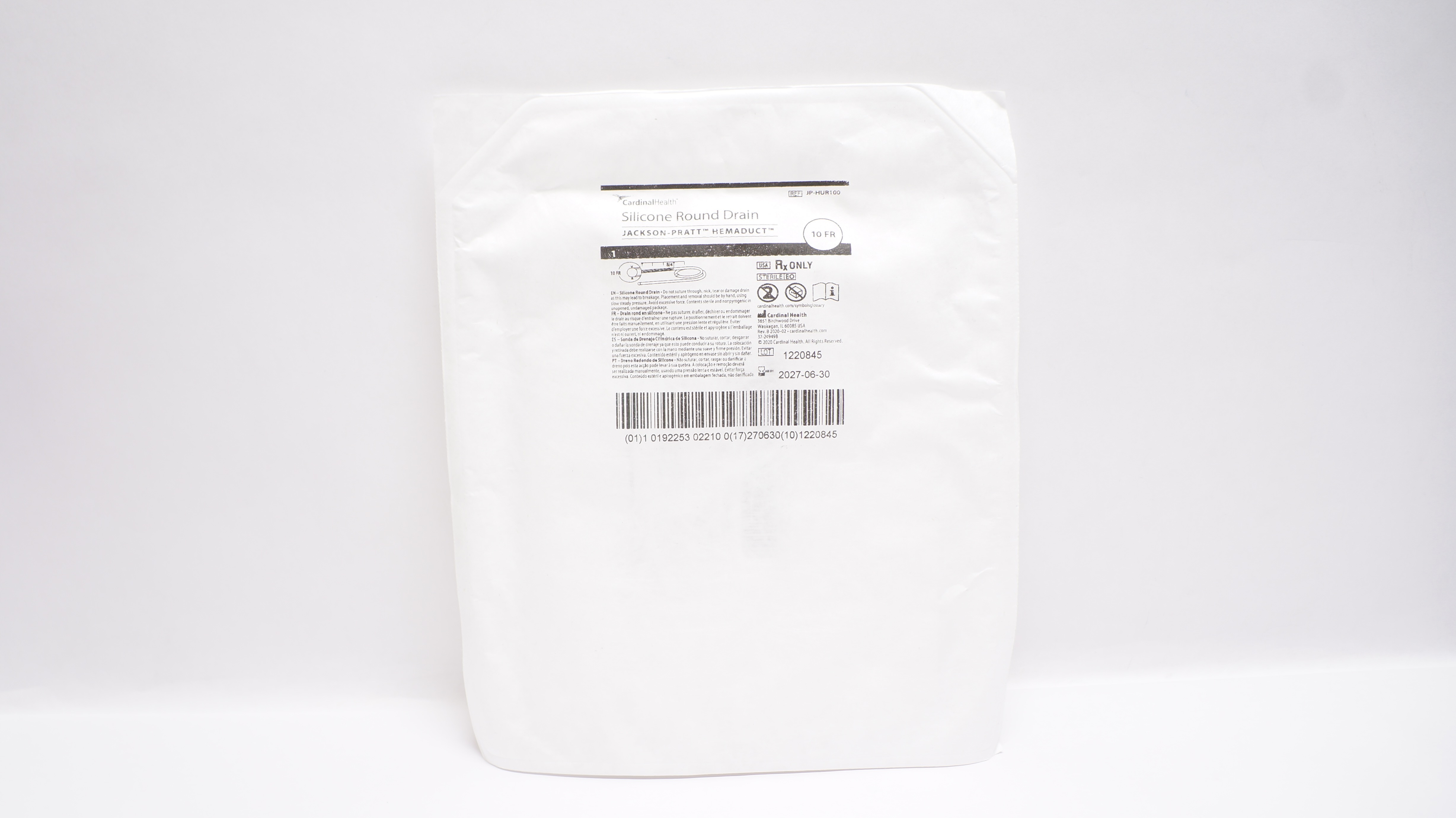 Cardinal Health JP-HUR100 Jackson-Pratt Hemaduct Round Drain 10Fr.
