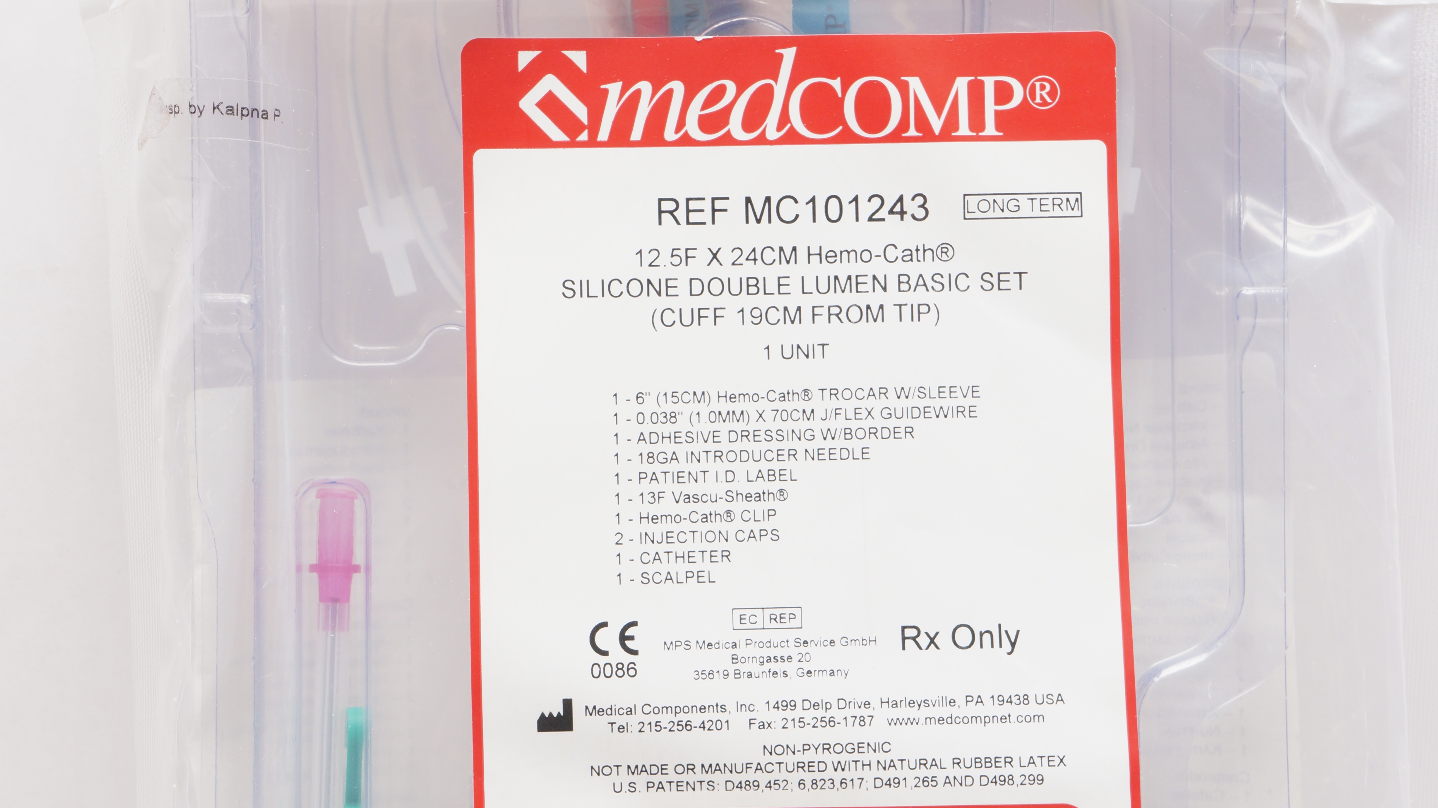 MedComp MC101243 12.5Fr x 24Cm Hemo Cath. Silicone Double