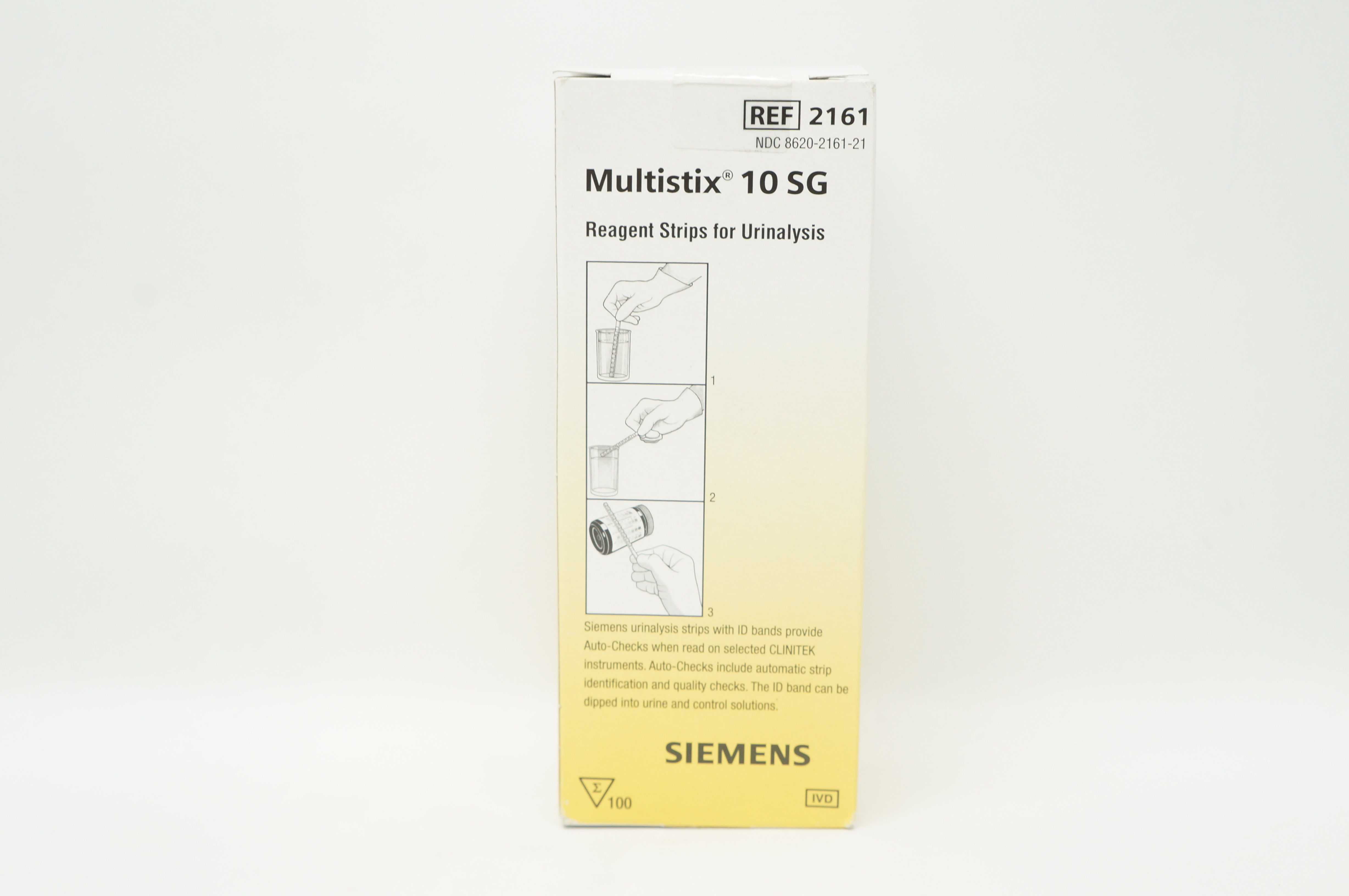Siemens 2161 Multistix 10 SG Reagent Strips for Urinalysis - Box of 100