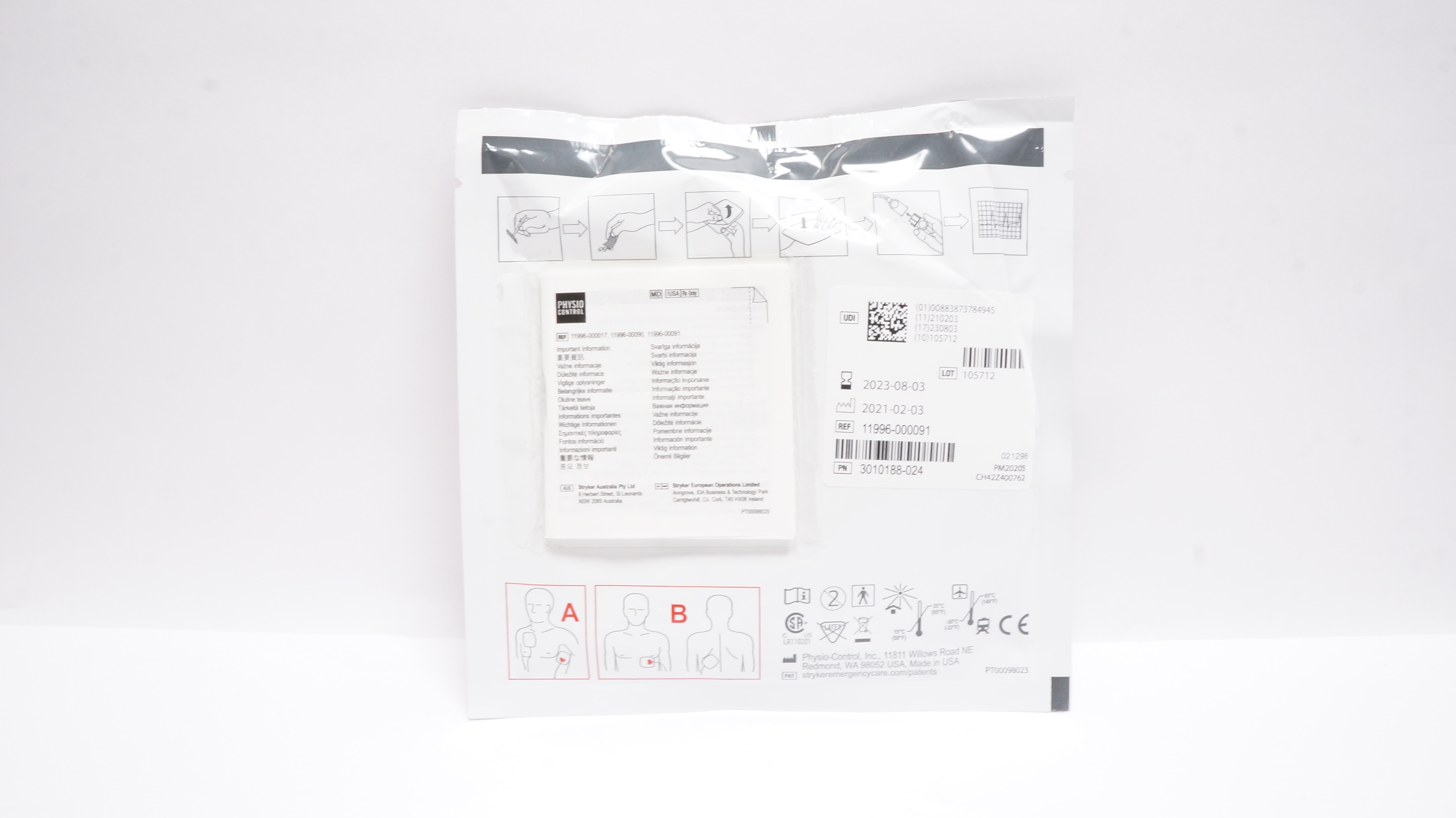 Physio-Control 11996-000091 Quick-Combo Pacing/Defibrillation/ECG Electrodes (x)