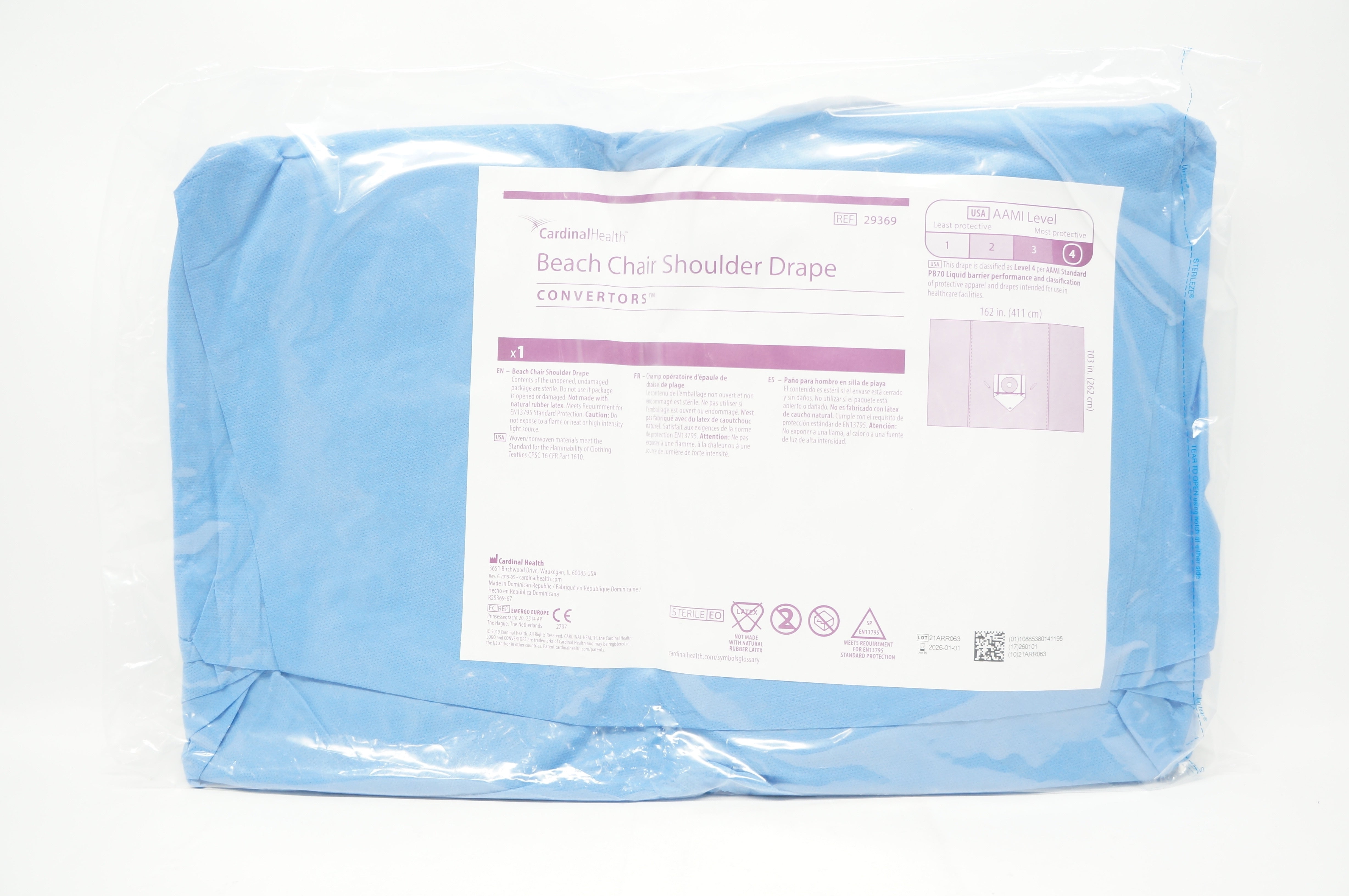 Cardinal Health 29369 Convertors Beach Chair Shoulder Drape 162inch x 103inch