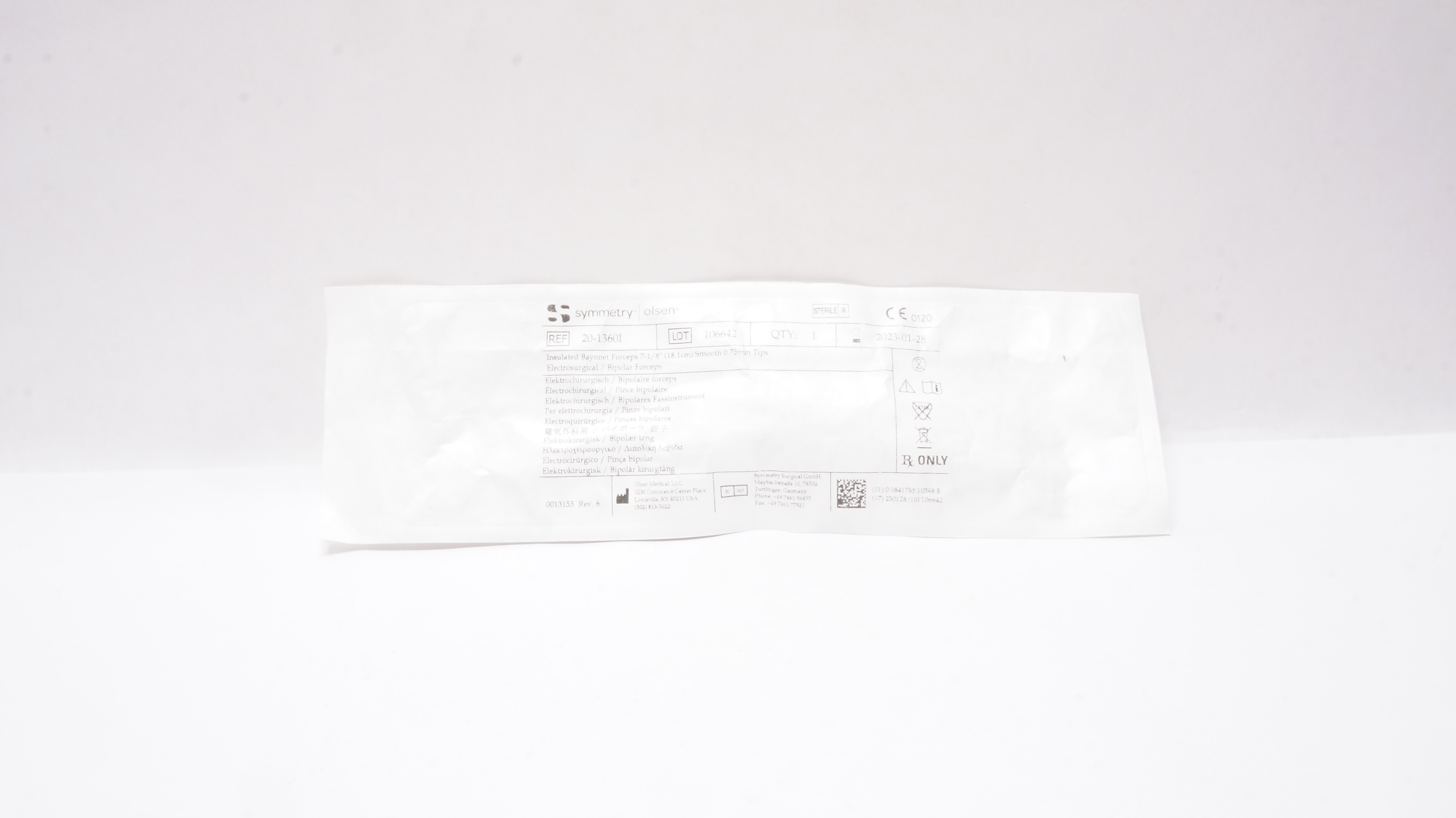 Olsen 20-1360I Symmetry Insulated Bayonet Forceps 7-1/8inch (x)