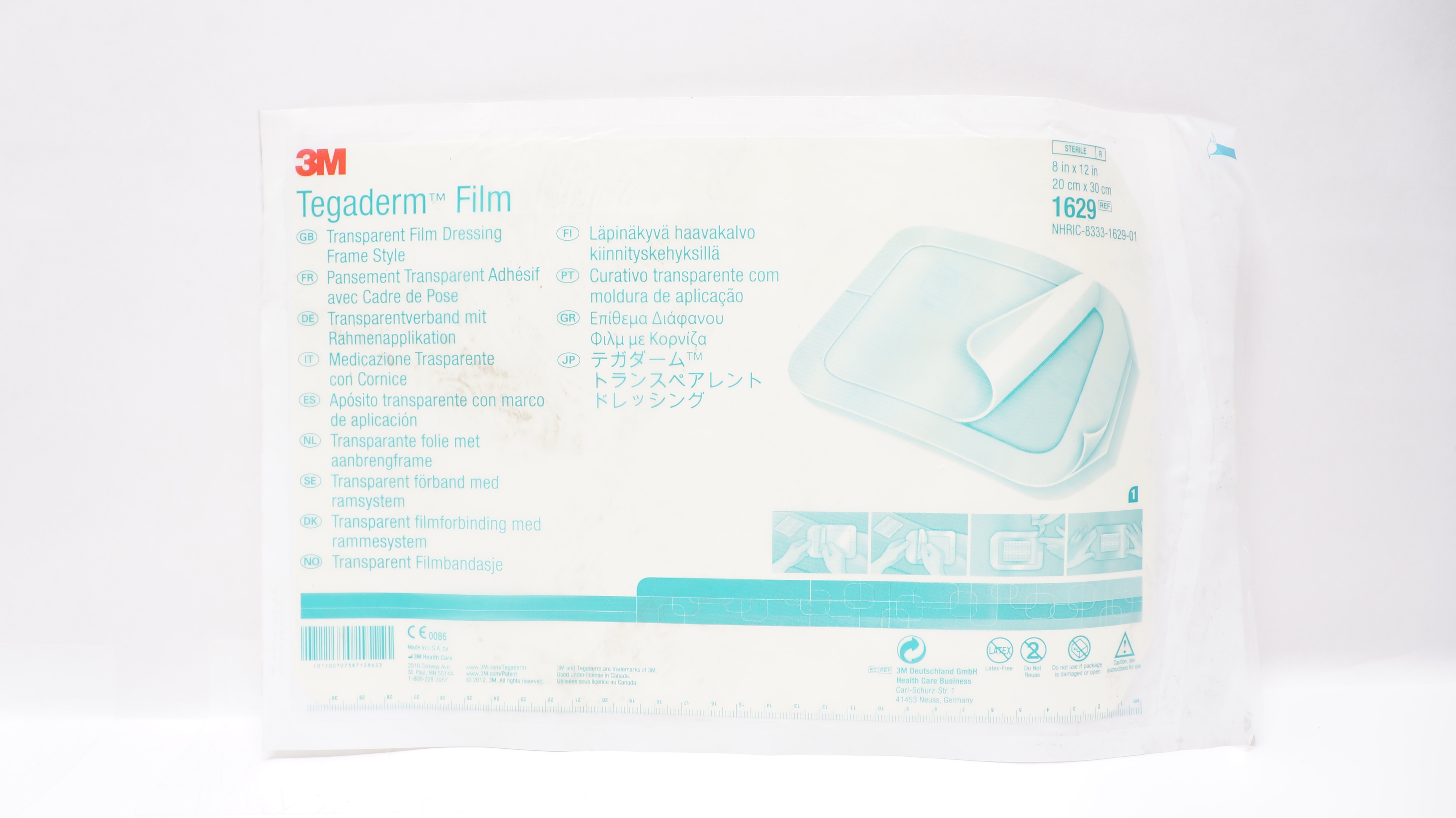 3M 1629 Tegaderm Transparent Film Dressing Frame Style 8 inch x 12 inch (x)