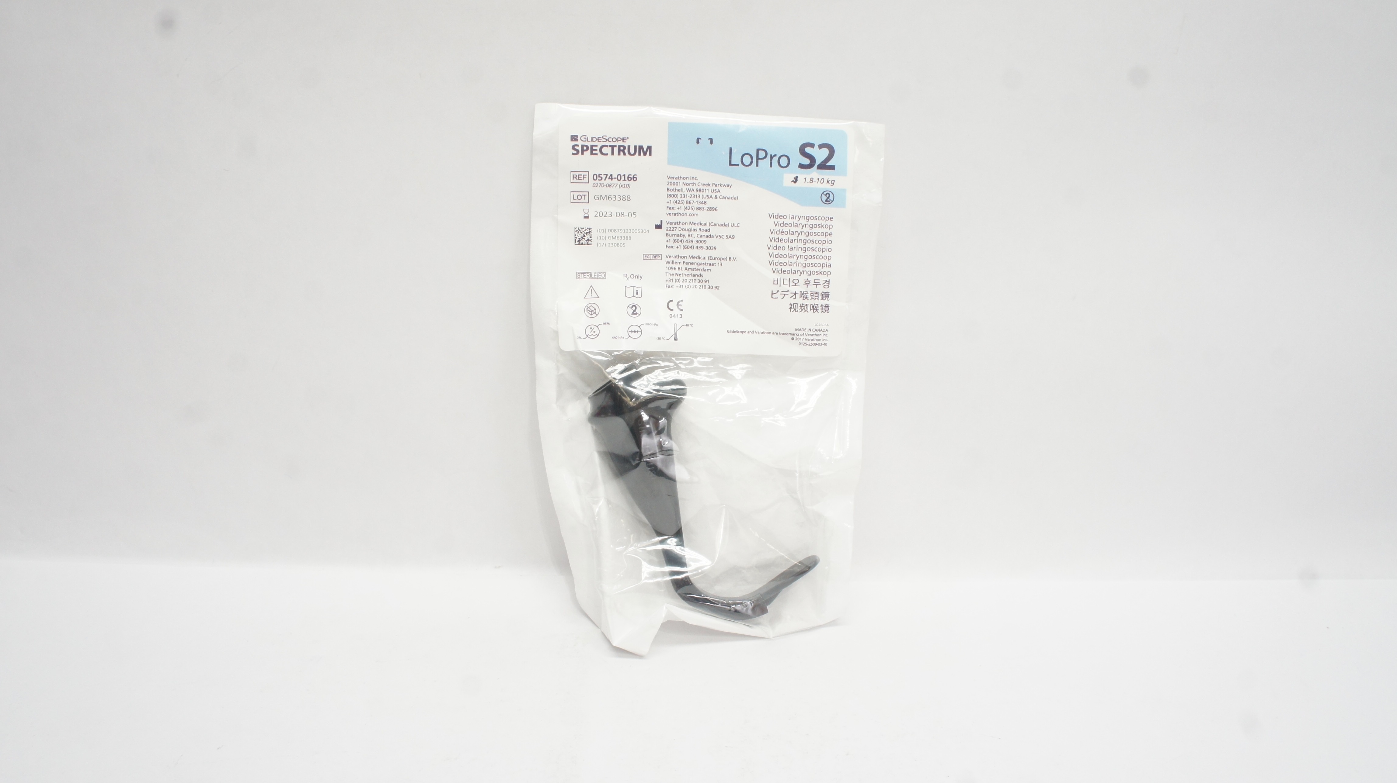 Verathon Medical 0574-0166 GlideScope LoPro S2 Video Laryngoscope 1.8-10kg (x)