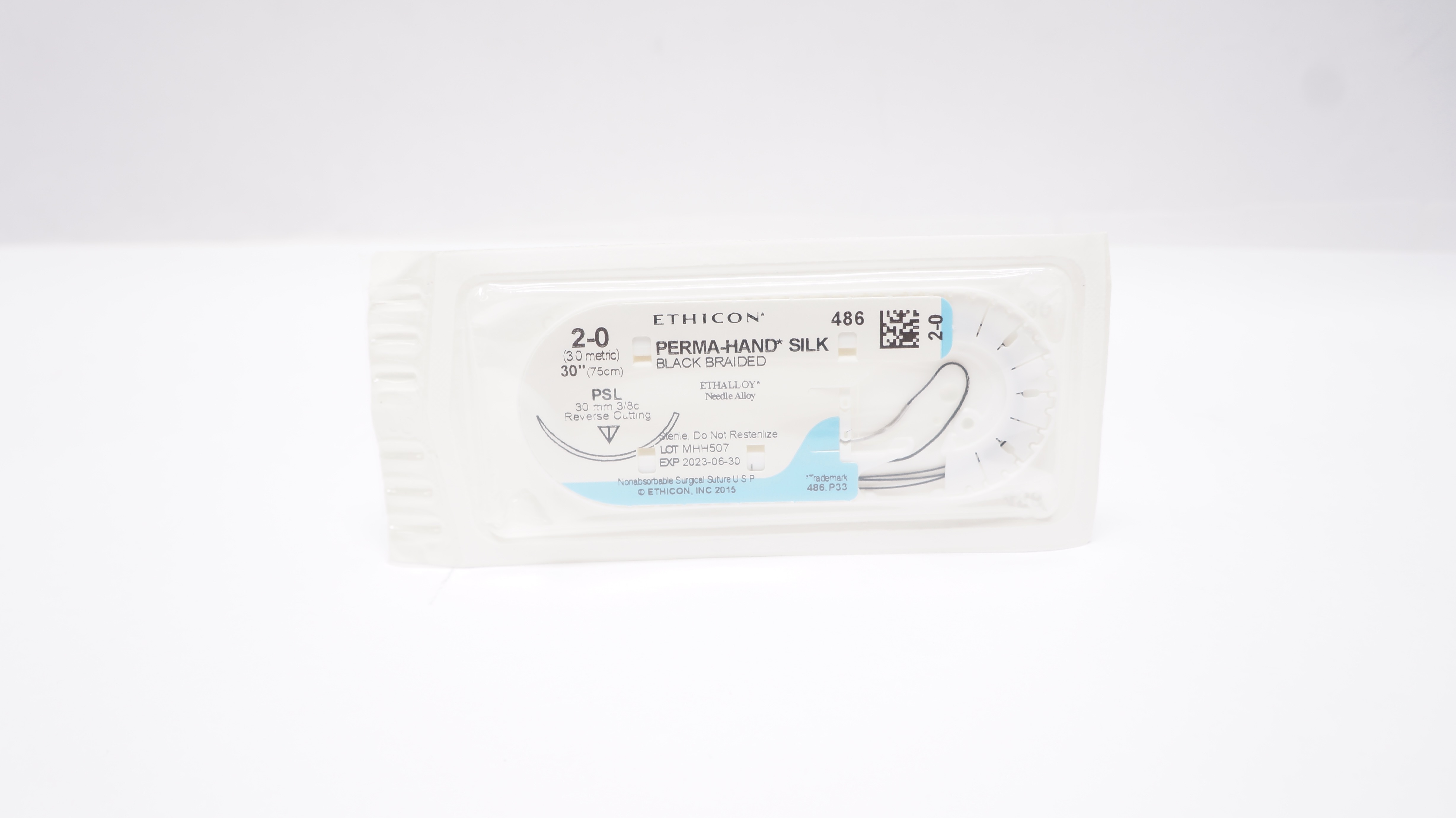 Ethicon 486 2-0 Perma-Hand Silk PSL 30mm 3/8c Reverse Cutting 30inch (x)