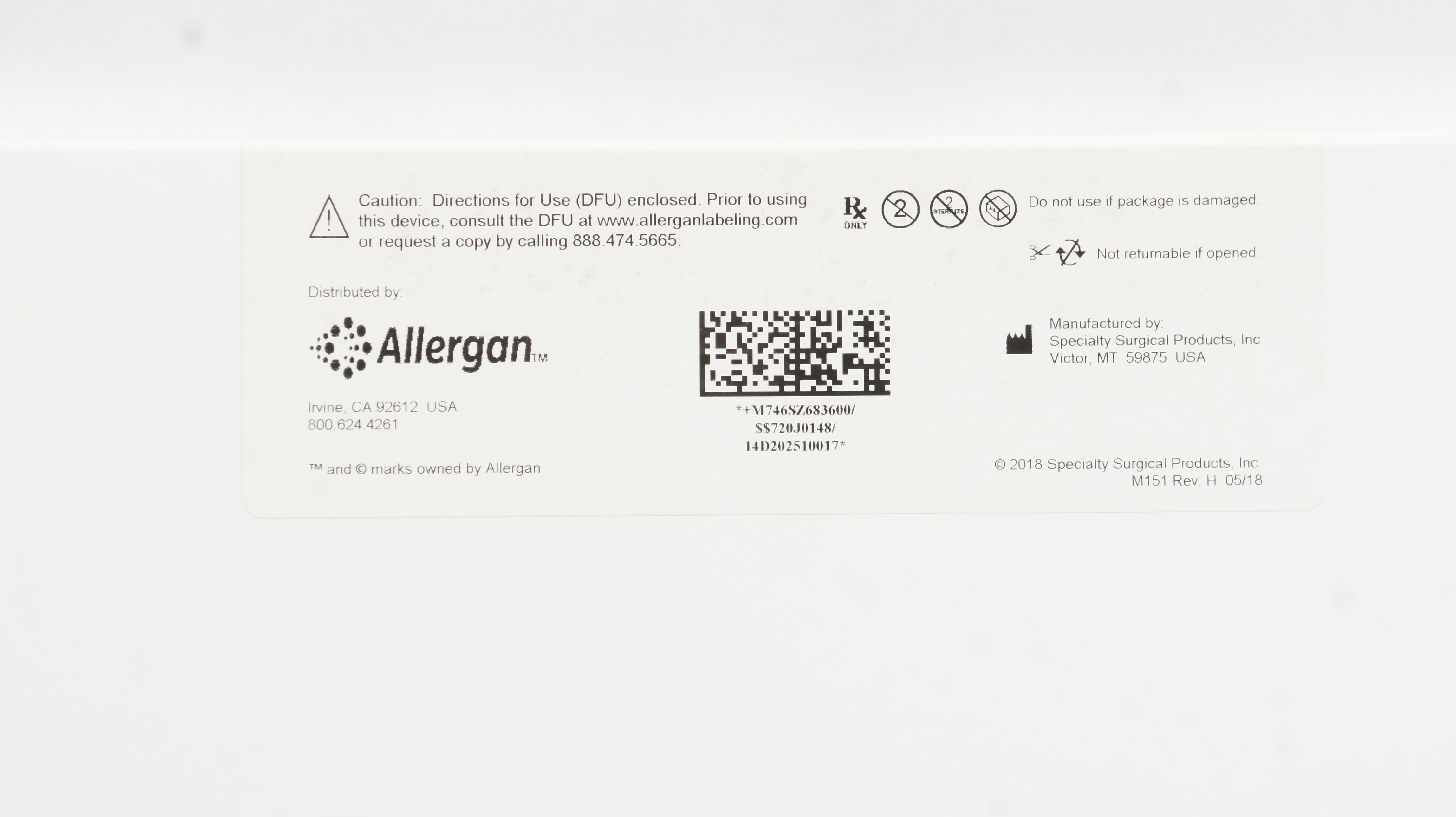 Allergan SZ68360 Natrelle Sterile Breast Implant Sizer 360cc x 12.7cm