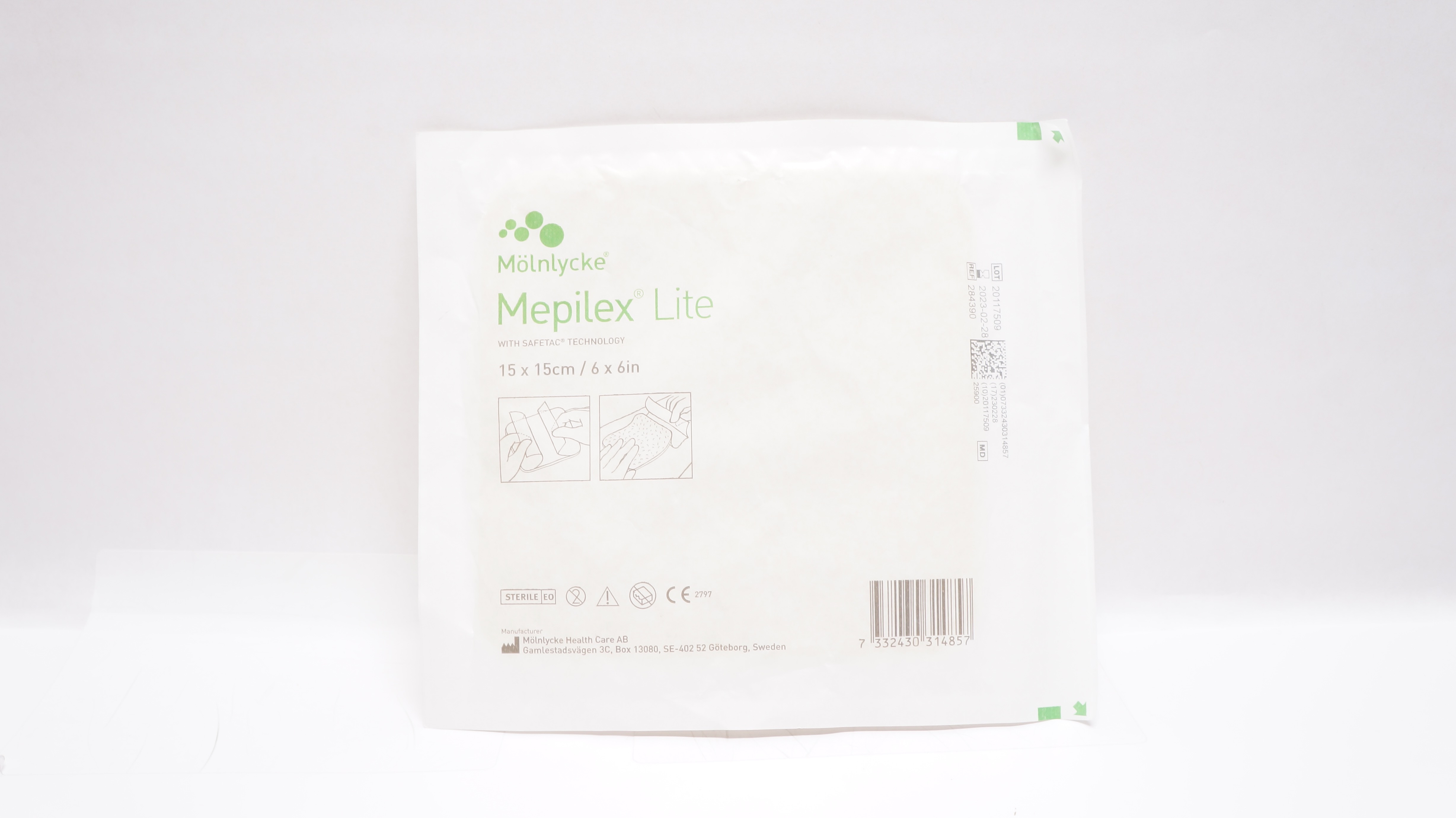 Molnlycke Health Care 284390 Mepilex Lite with Safetac Technology 6 x 6 inch (x)