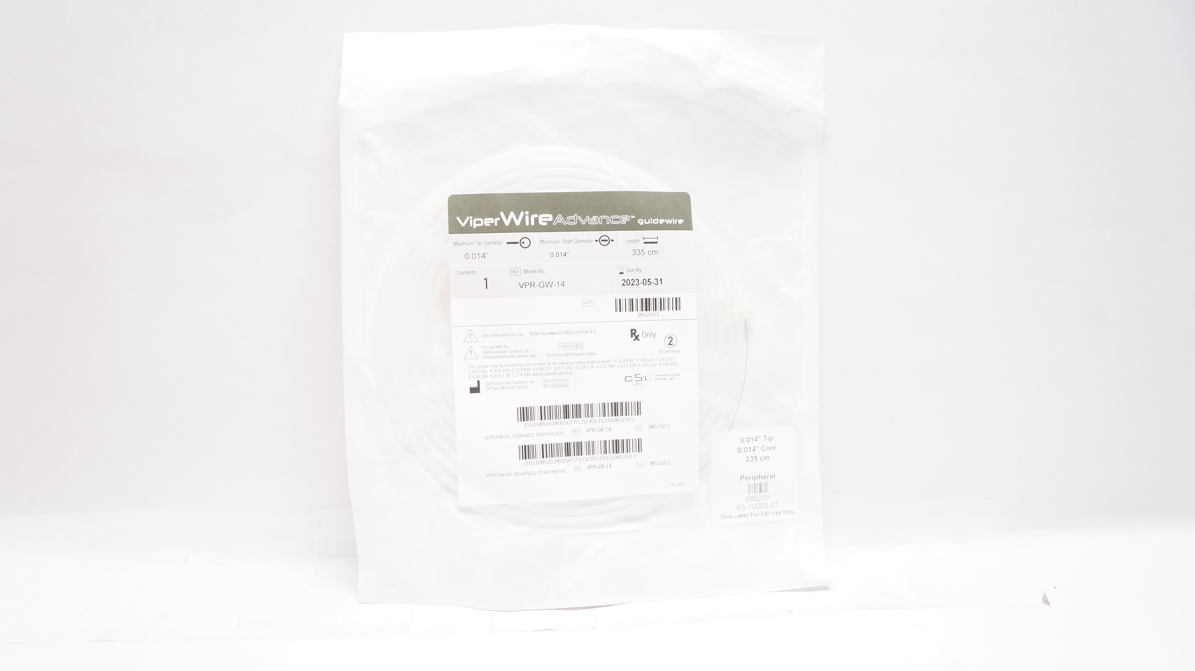 CSI VPR-GW-14 ViperWire Advance, Guidewire 0.014inch x 0.014inch x 335cm (x)