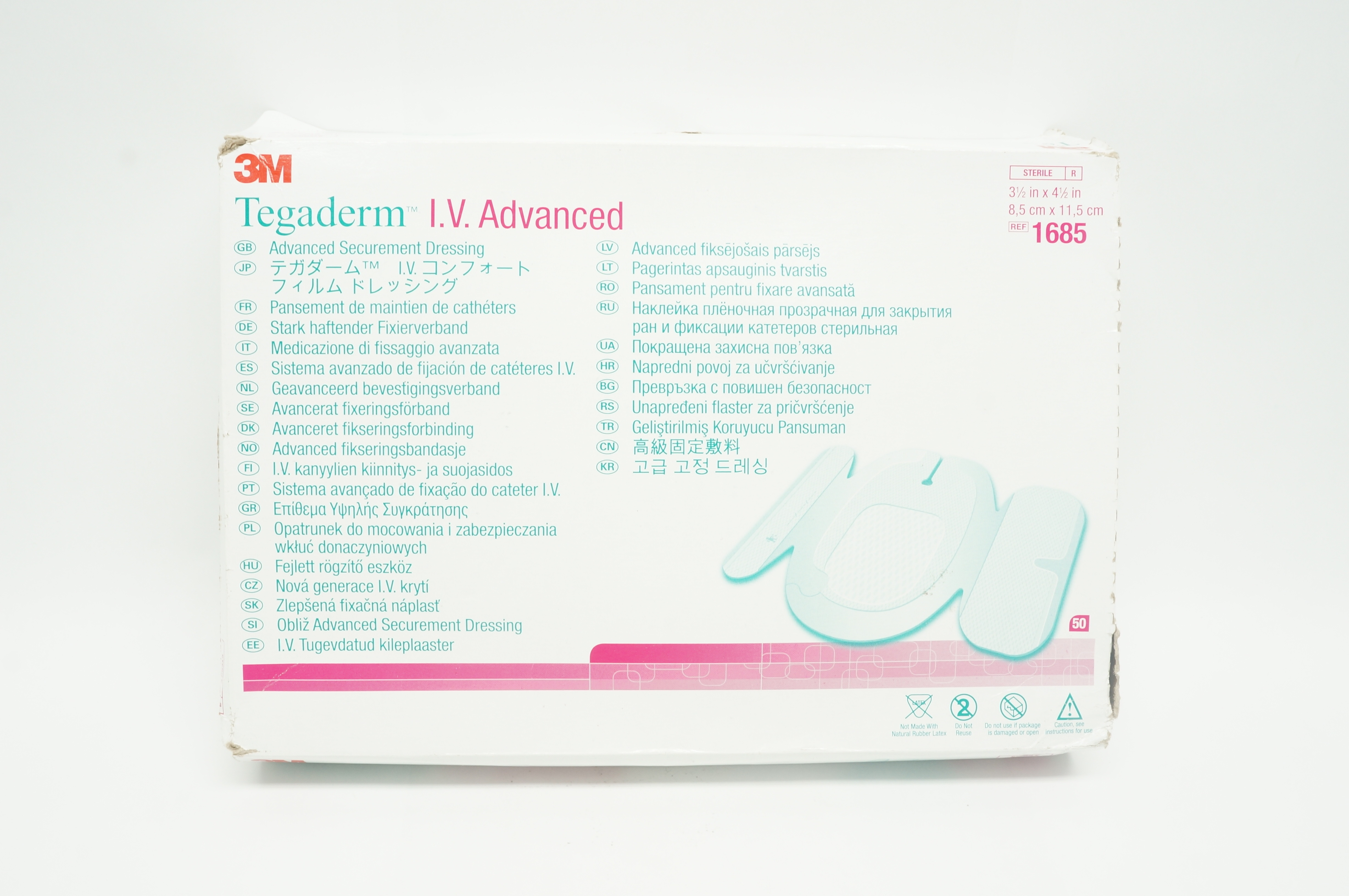 3M 1685 Tegaderm IV Advanced Securement Dressing 3-1/2 x 4-1/2 inch ...