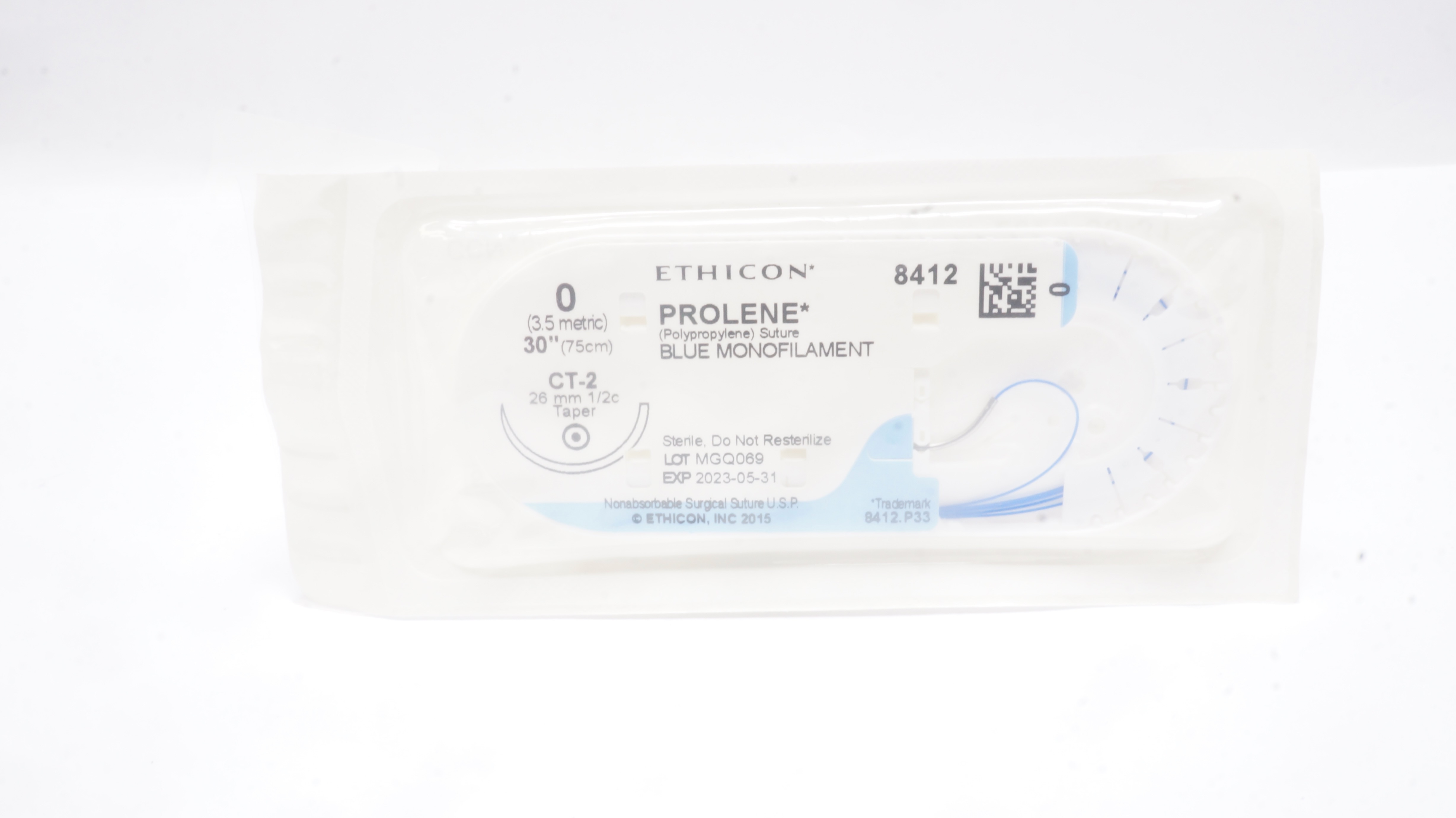 Ethicon 8412 0 PROLENE Polypropylene Stre CT-2 26mm 1/2c Taper 30 inch (x)