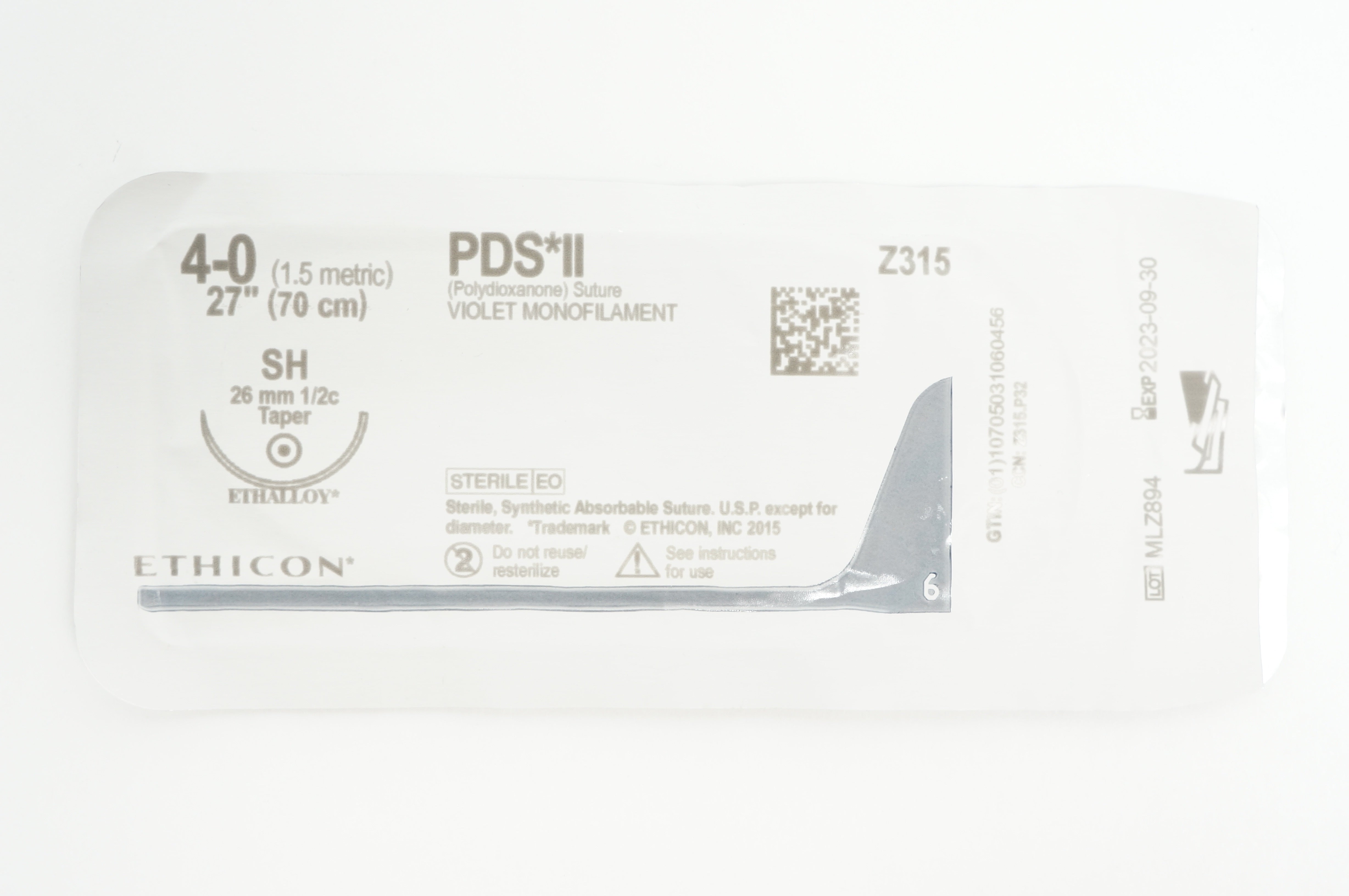 Ethicon Z315 4-0 PDS II VIOLET MONOFILAMENT SH 26mm 1/2c Taper, 27inch (x)