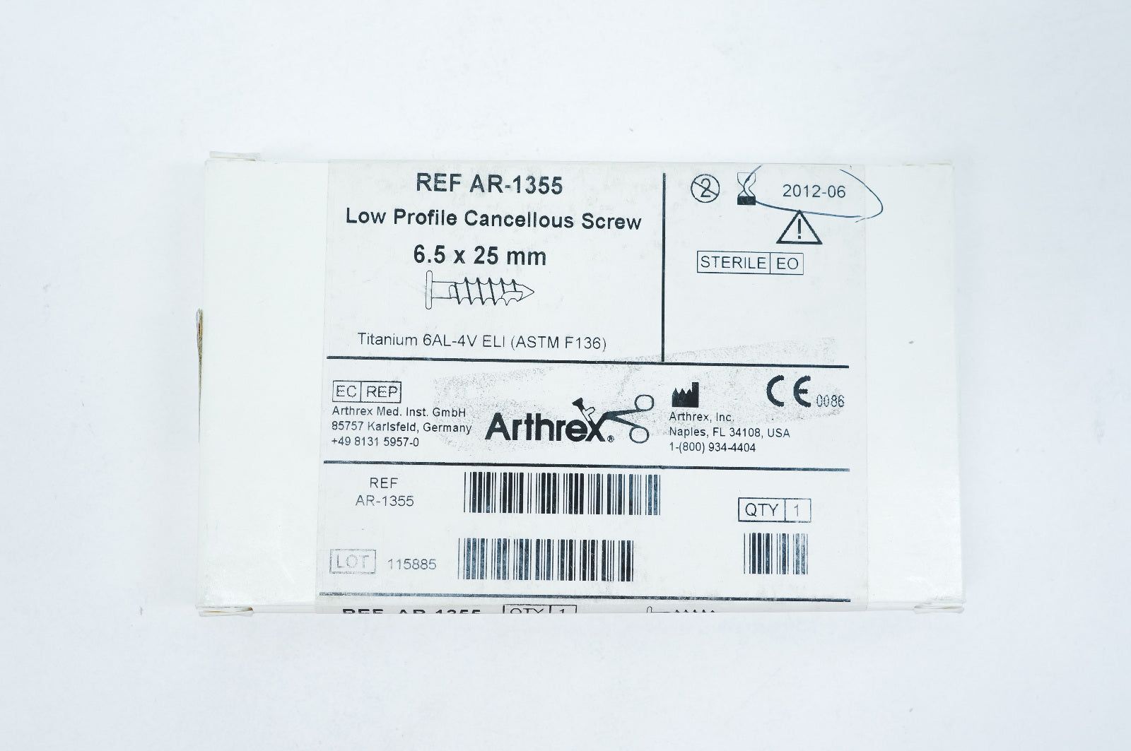 Arthrex AR-1355 Low Profile Cancellous Screw 6.5 x 25mm (x)