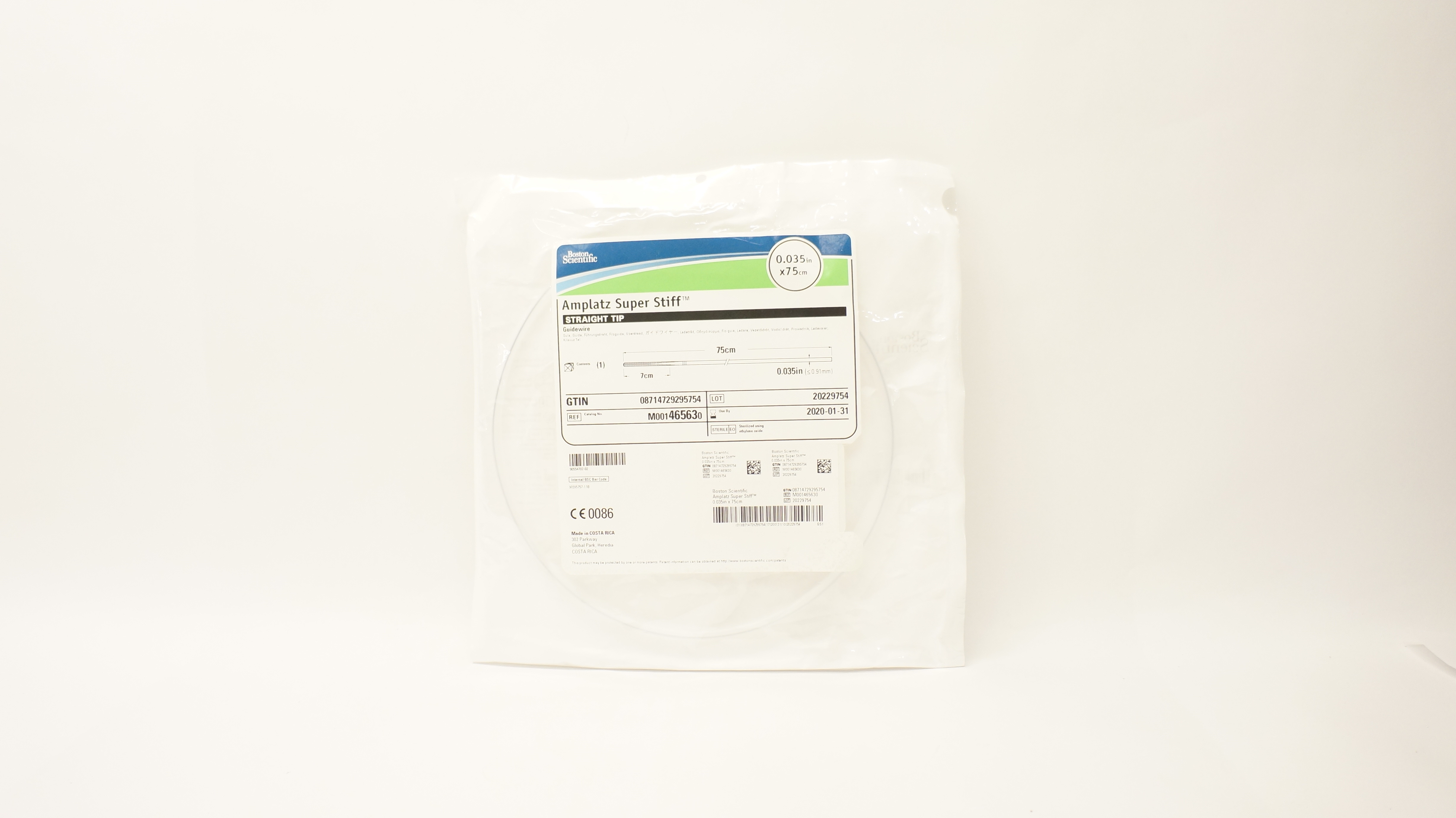 Boston Scientific M001465630 Amplatz Super Stiff Straight Tip Guidewire 0.035in x 75cm