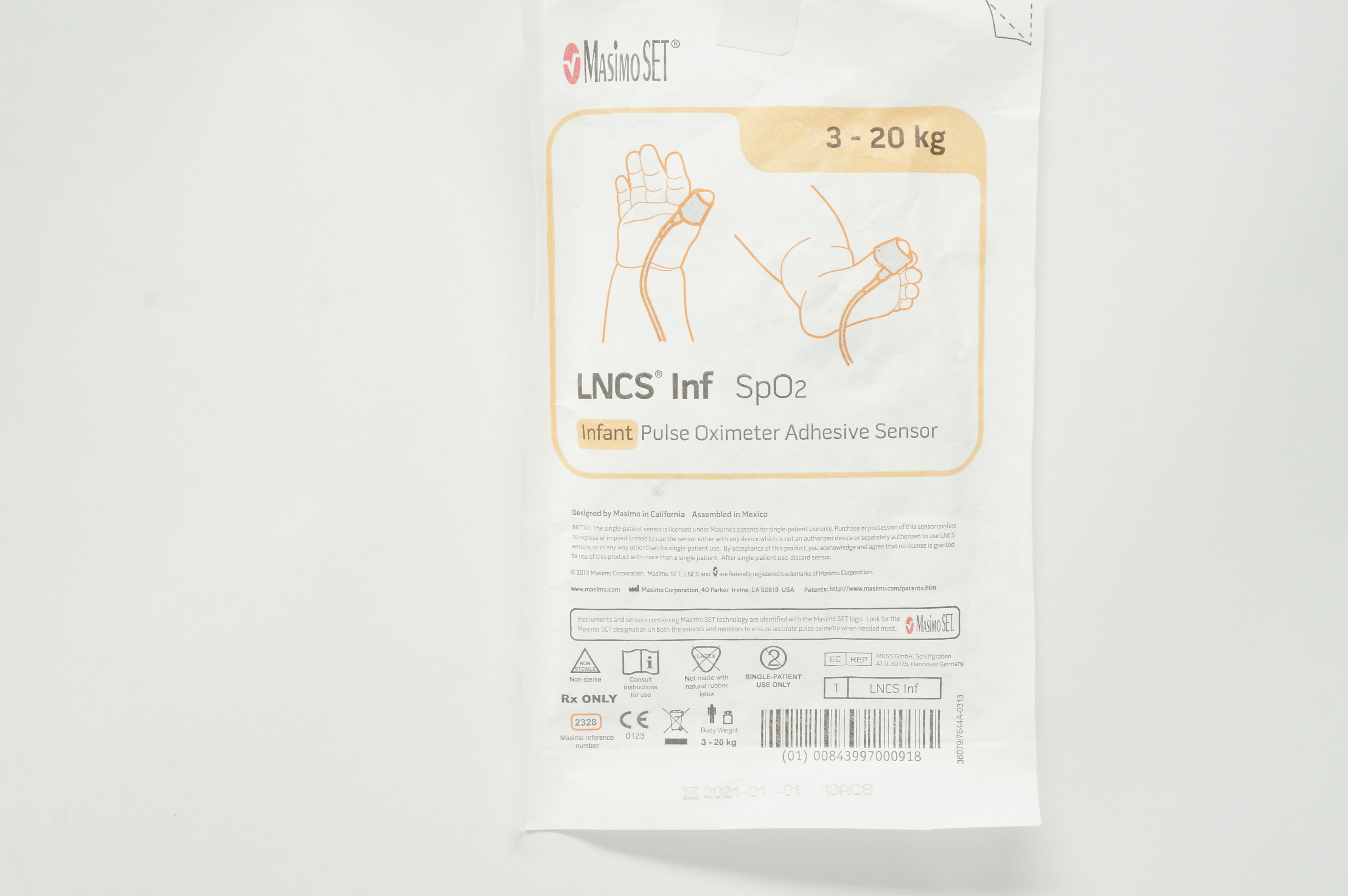 Masimo 2328 LNCS Inf SpO2 Infant Pulse Oximeter Adhesive Sensor 3-20kg (x)