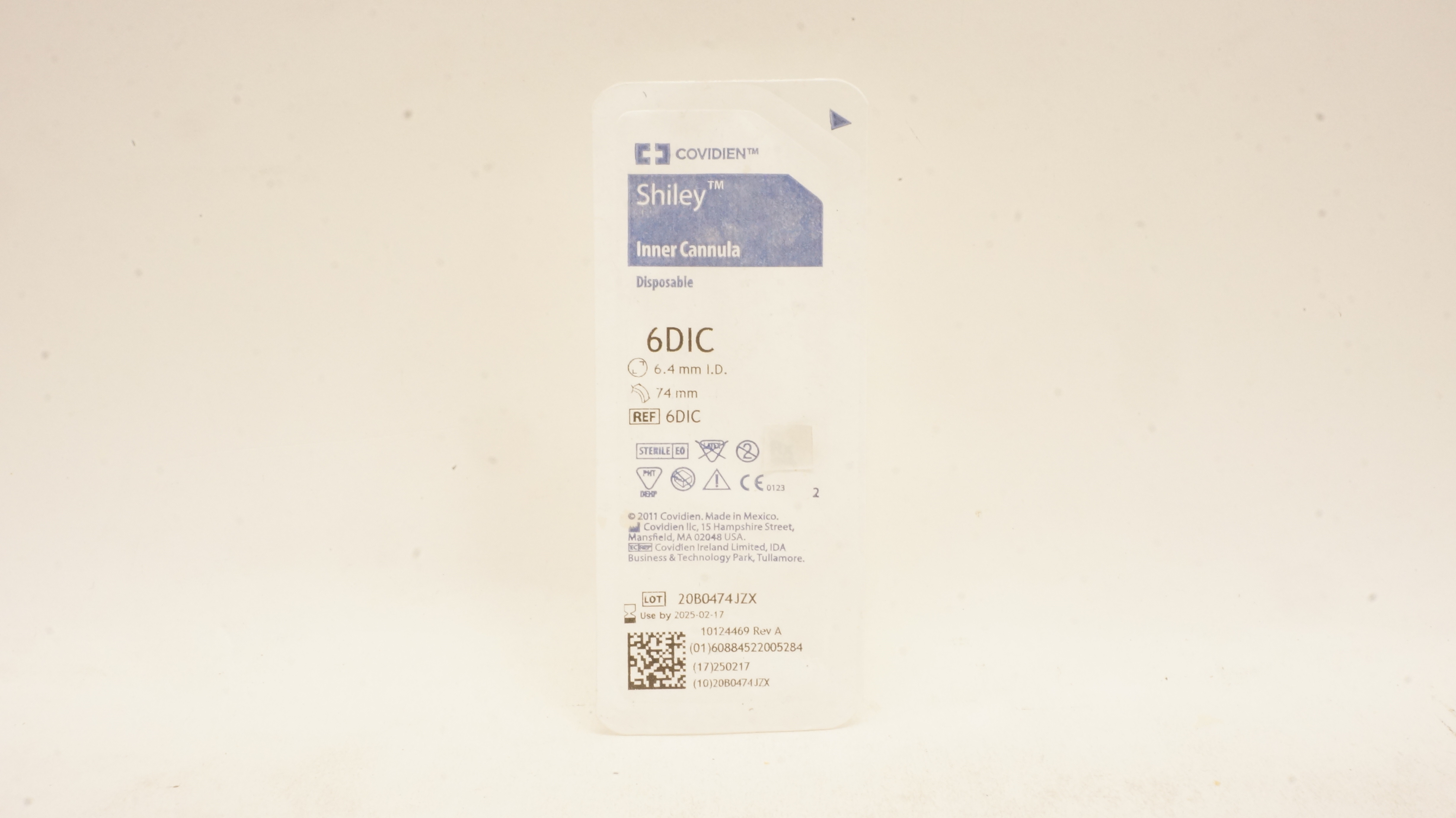 Covidien 6DIC Shiley Inner Cannula Disposable 6.4 mm I.D. x 74 mm