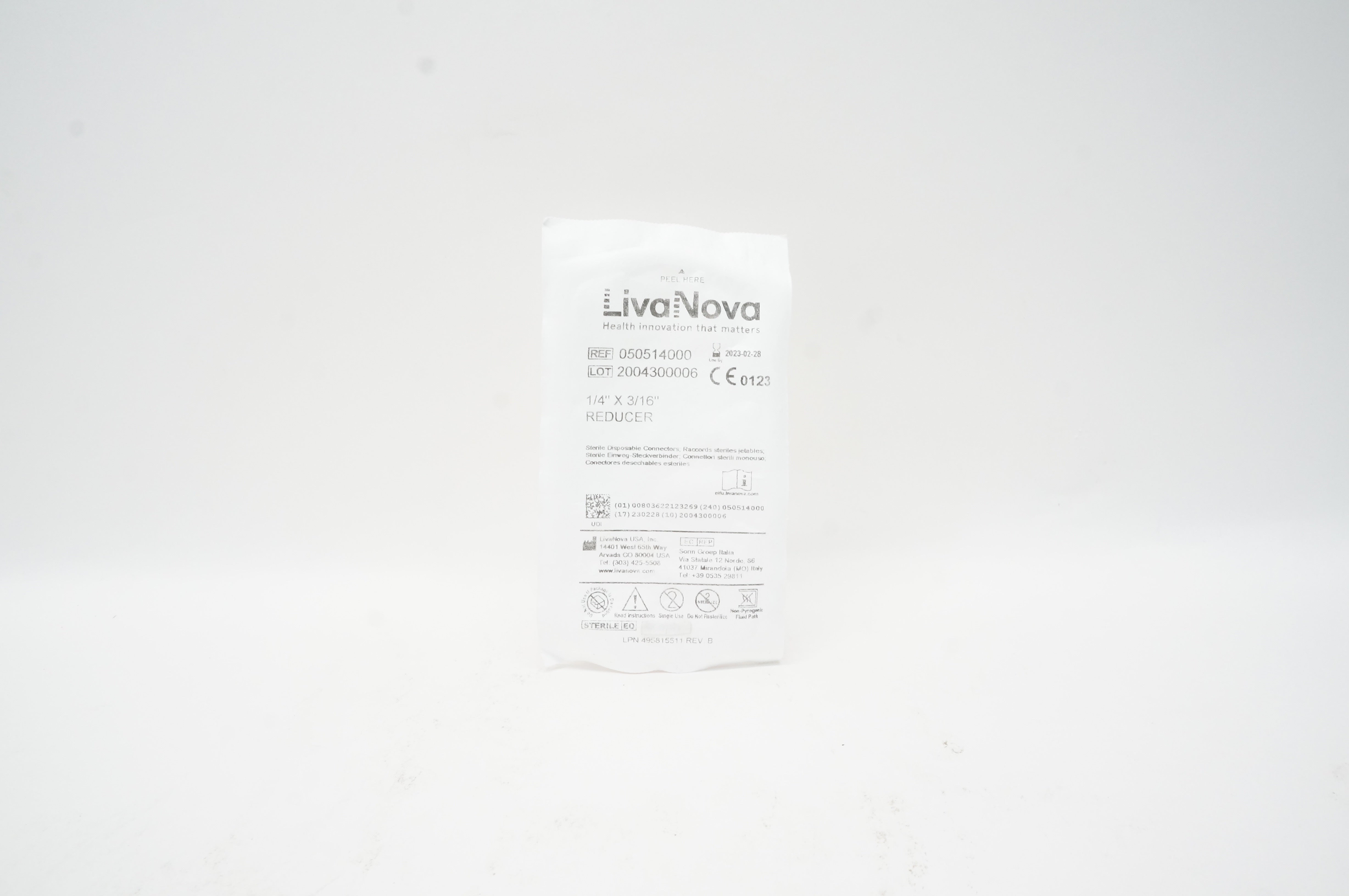 LivaNova 050514000 Reducer, Sterile Disposable Connectors 1/4 inch x 3/16 inch