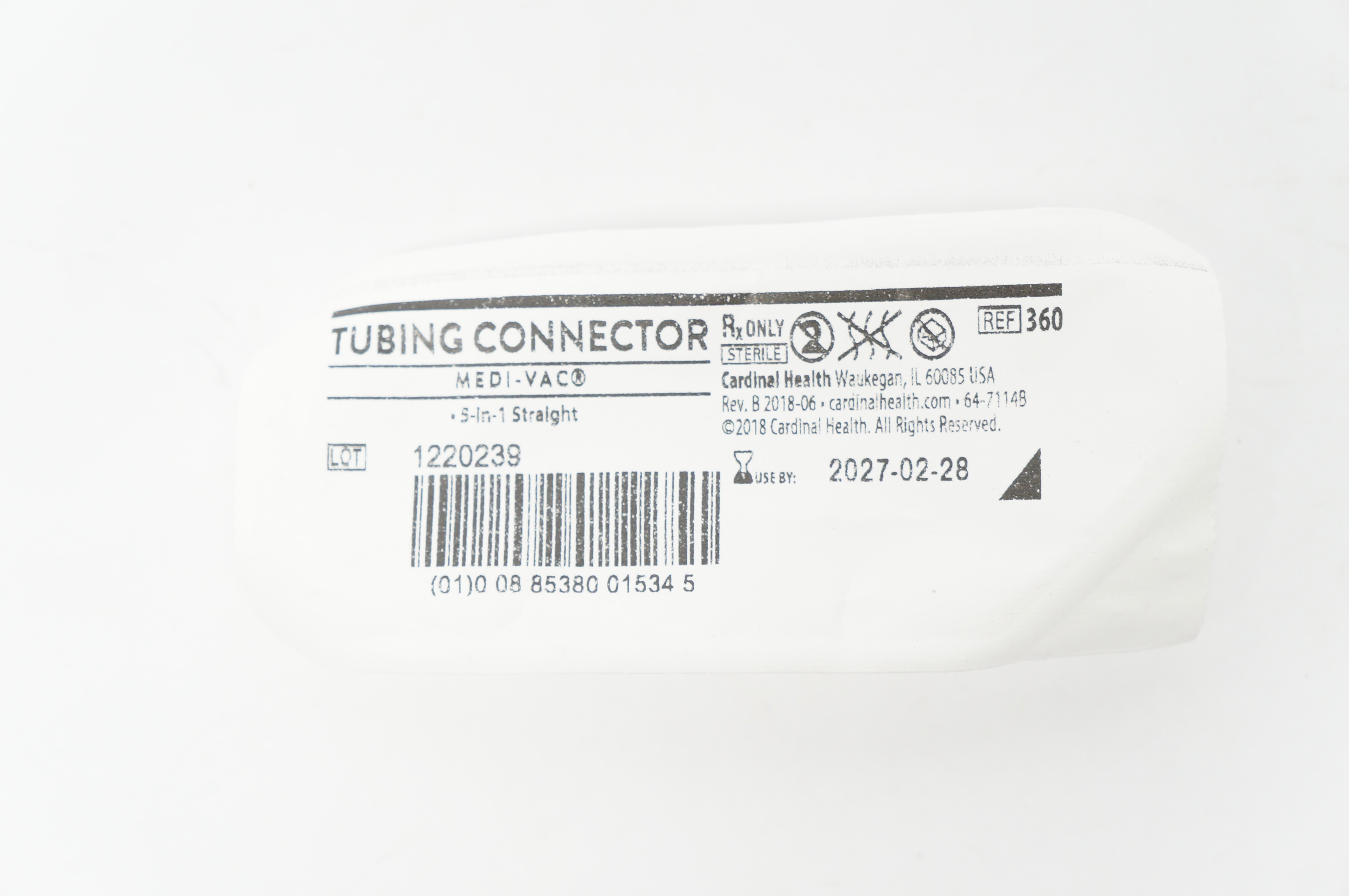 5 In 1 Connector Cardinal Health 360 Medi-VAC Tubing Connector 5 in 1 Straight