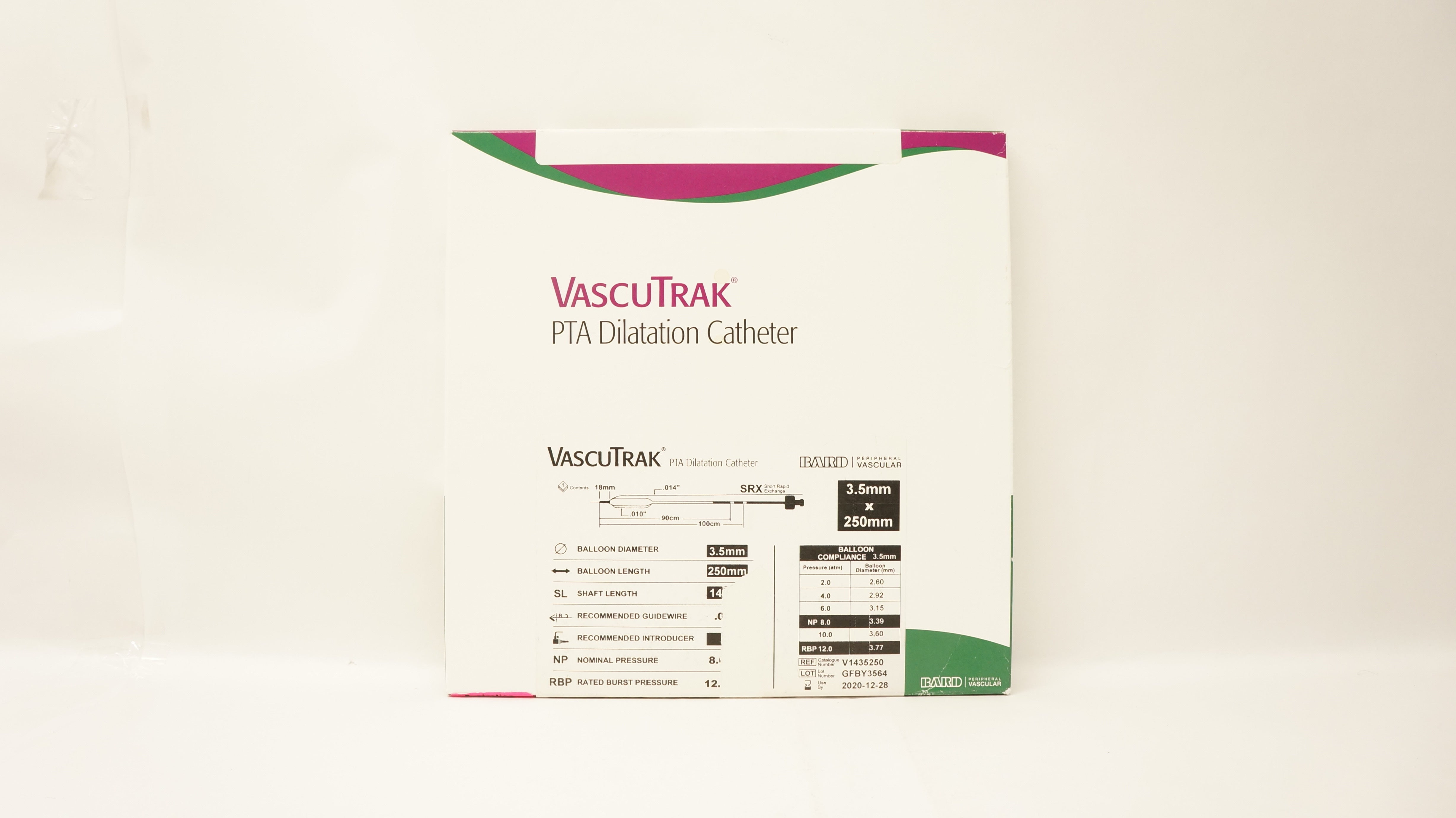 Bard V1435250 VascuTrak PTA Dilatation Cath. 3.5mm x 250mm x 140cm (x)