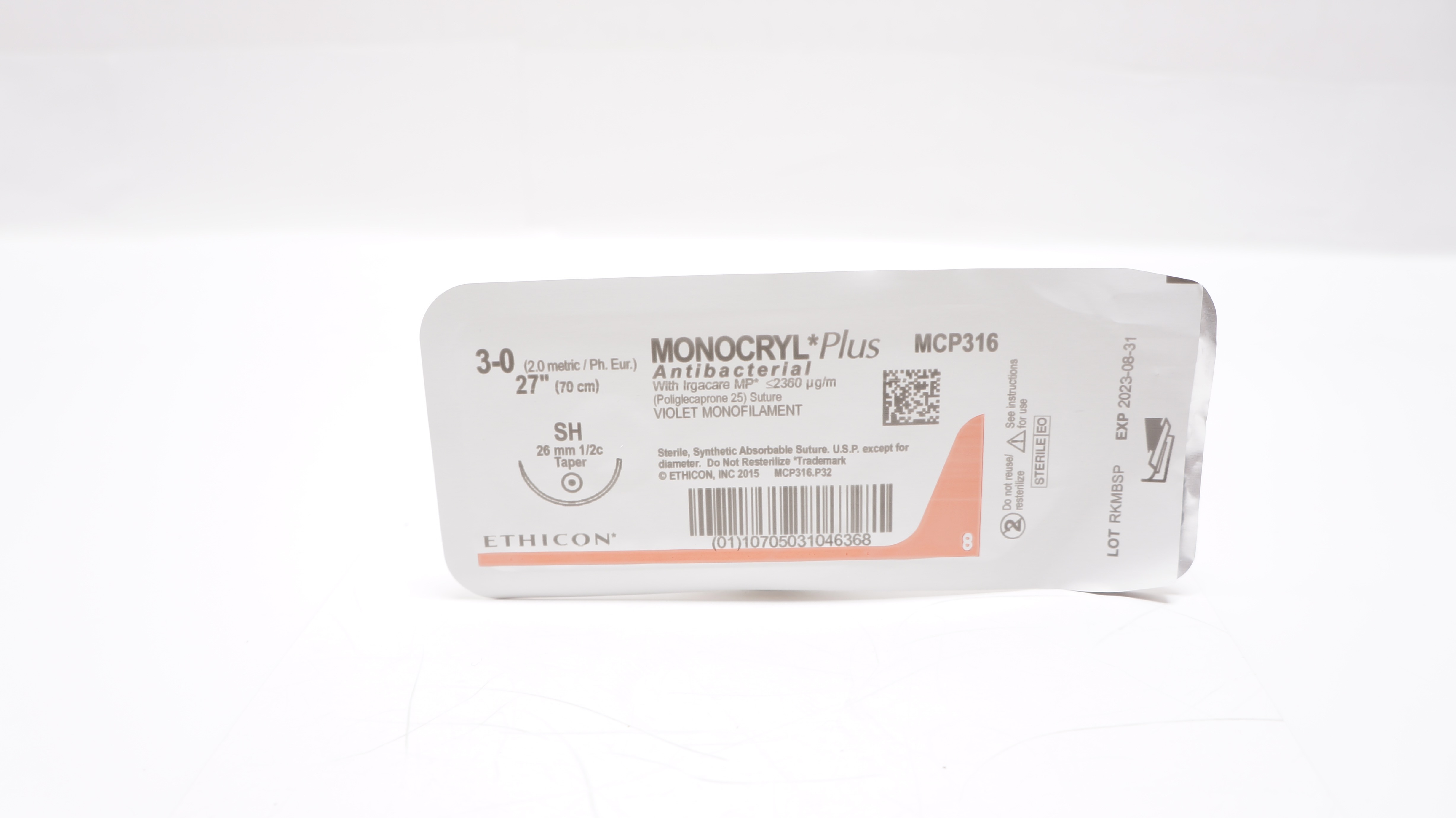 Ethicon MCP316 3-0 MONOCRYL Plus, SH, 26mm 1/2c Taper, 27inch (x)