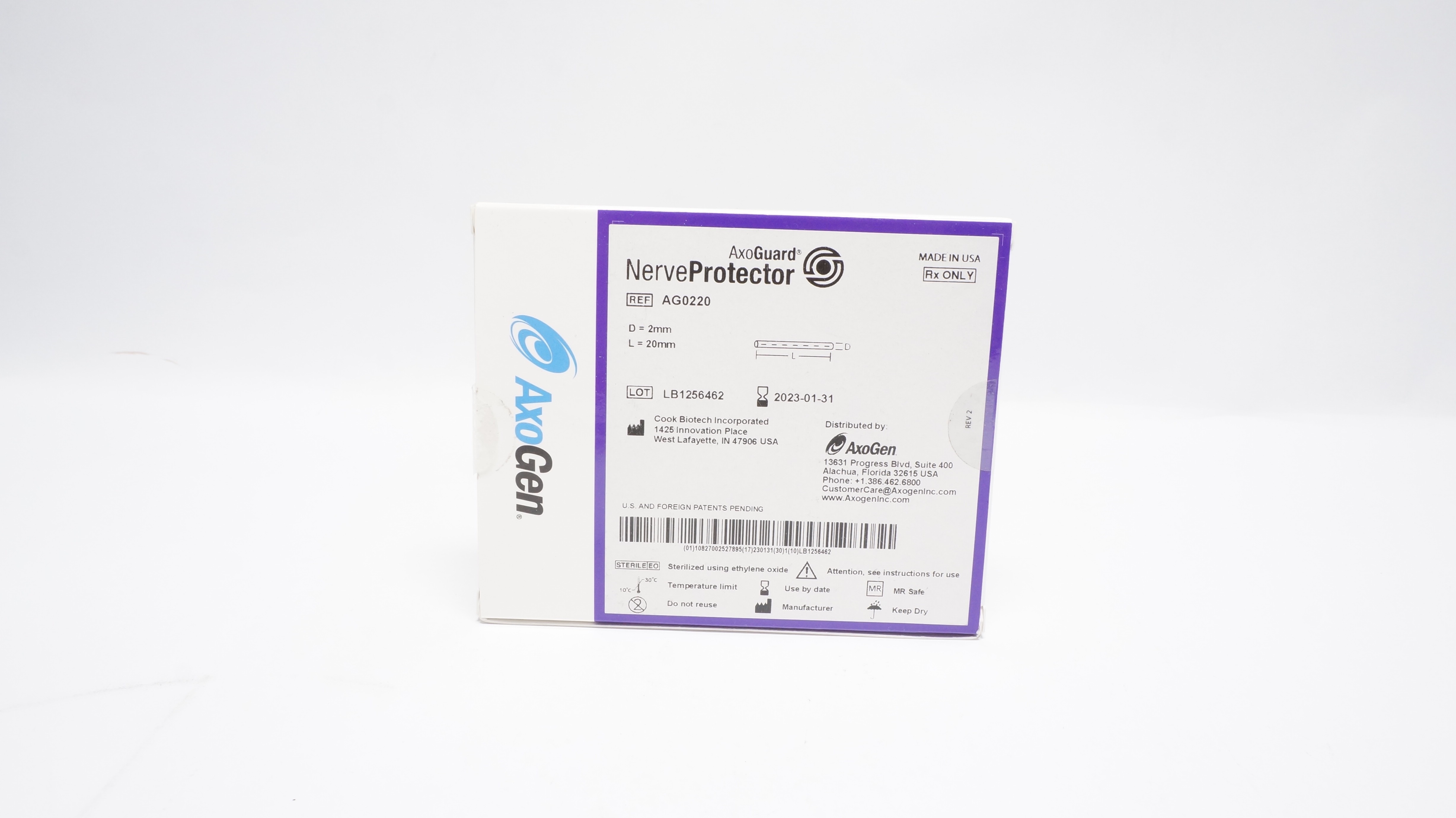 Cook Biotech Incorporated AG0220 AxoGuard Nerve Protector D=2mm, L=20mm (x)