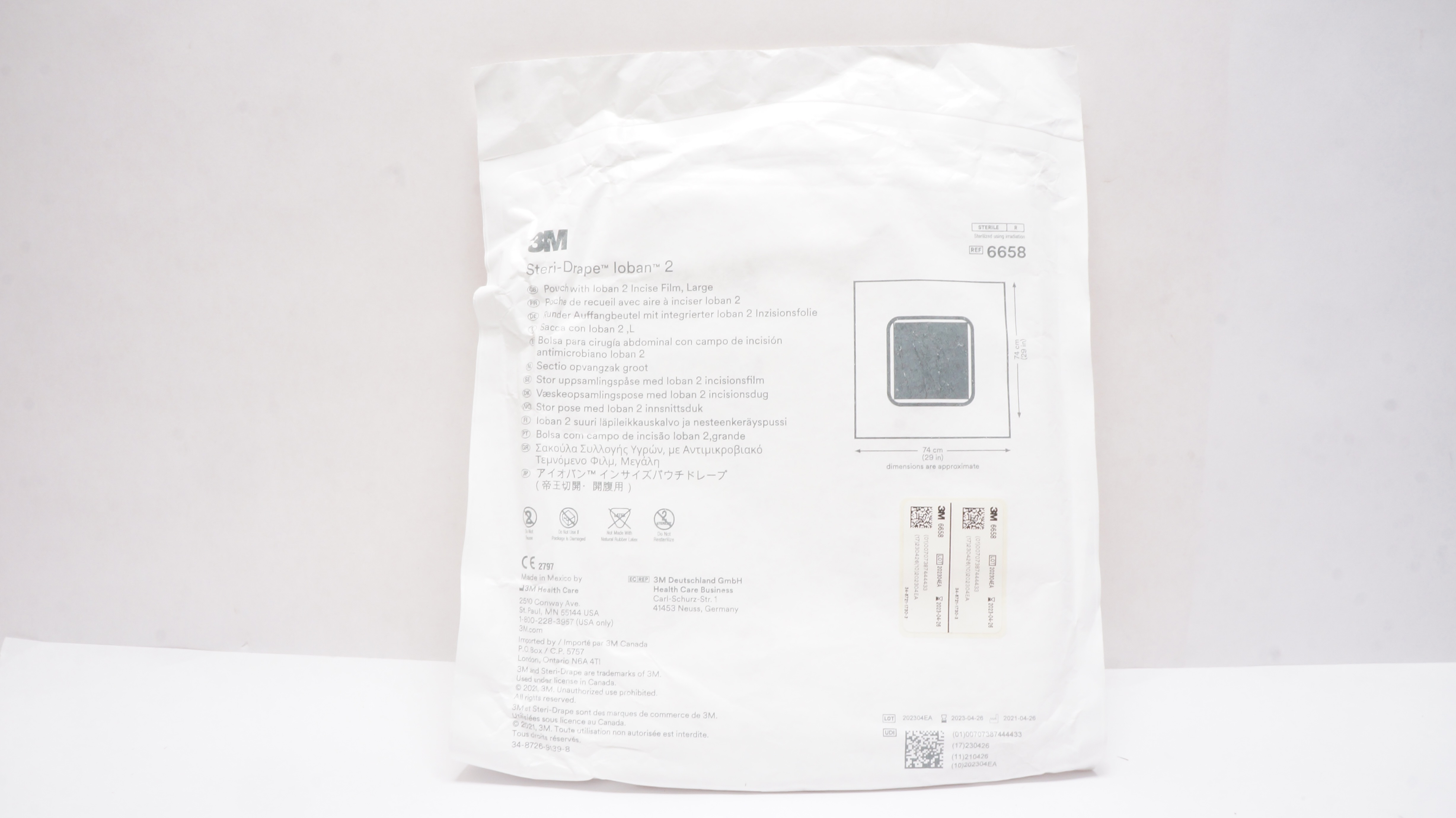 3M 6658 Steri-Drape Pouch with Ioban 2 Incise Film Large 29 x 29inch