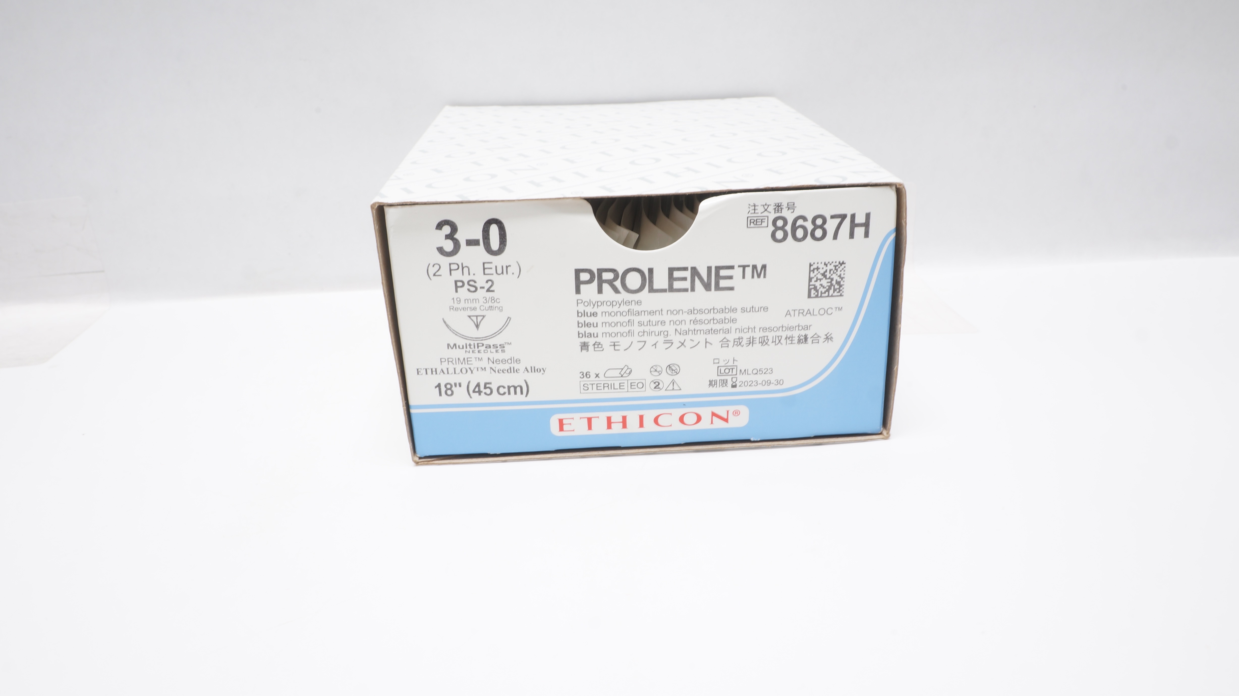 Ethicon 8687H 3-0 PROLENE PS-2 19mm 3/8c Reverse Cutting 18inch (x) - Box of 24
