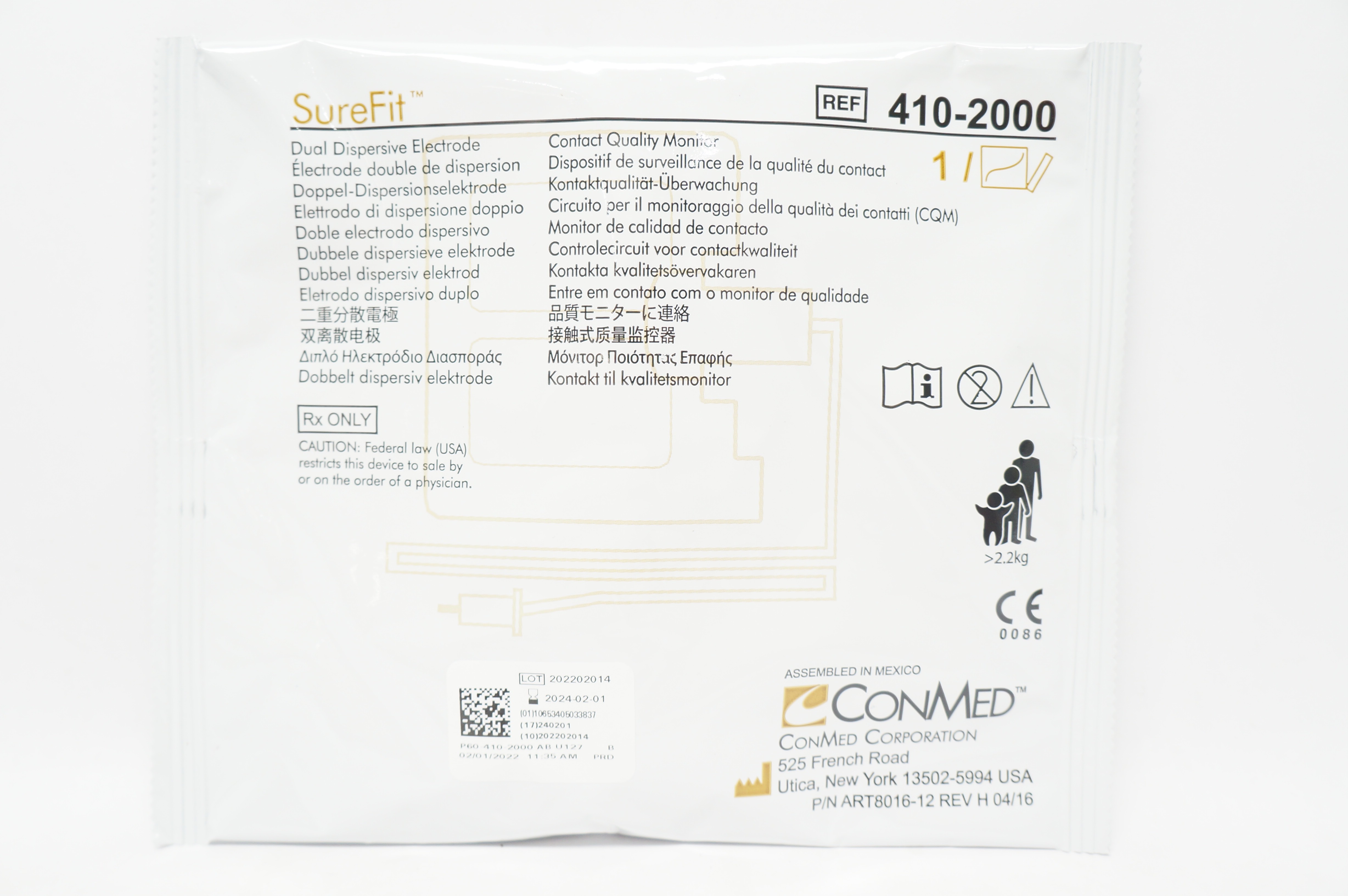 ConMed 410-2000 SureFit Dual Dispersive Electrode
