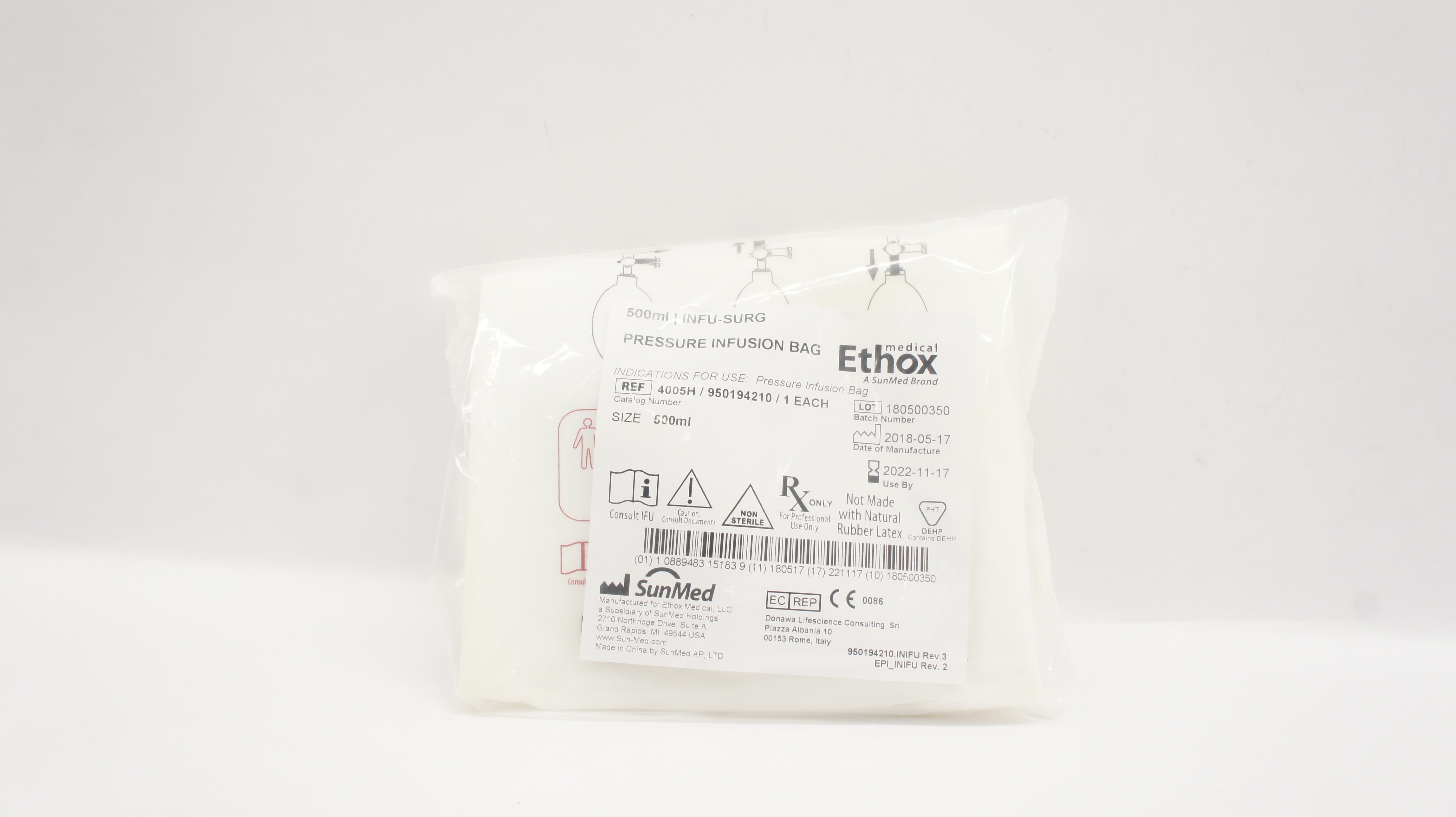 SunMed V4005H/950194210 Ethox Pressure Infusion Bag 500mL