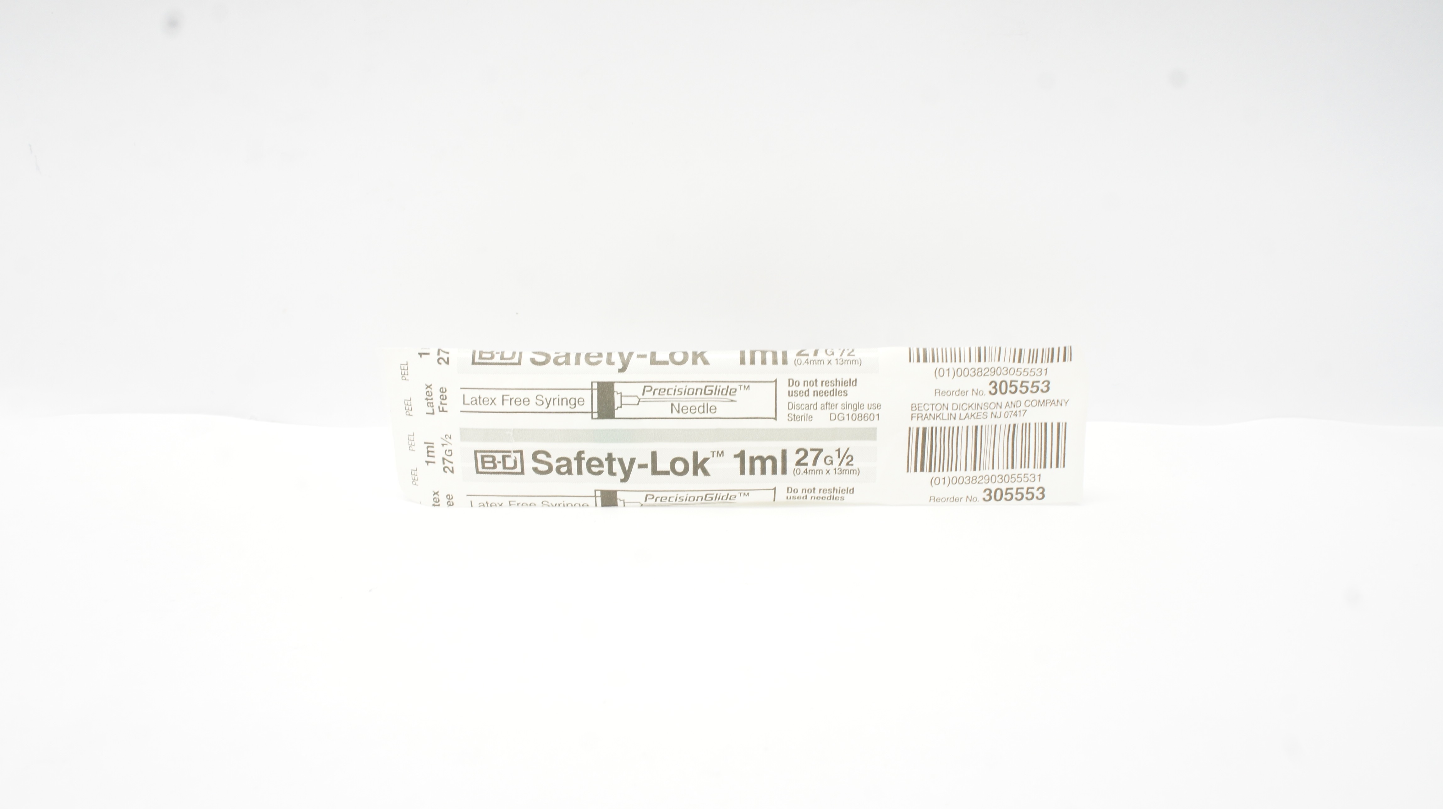 BD 305553 Safety-Lok 1mL, 27G x 1/2inch