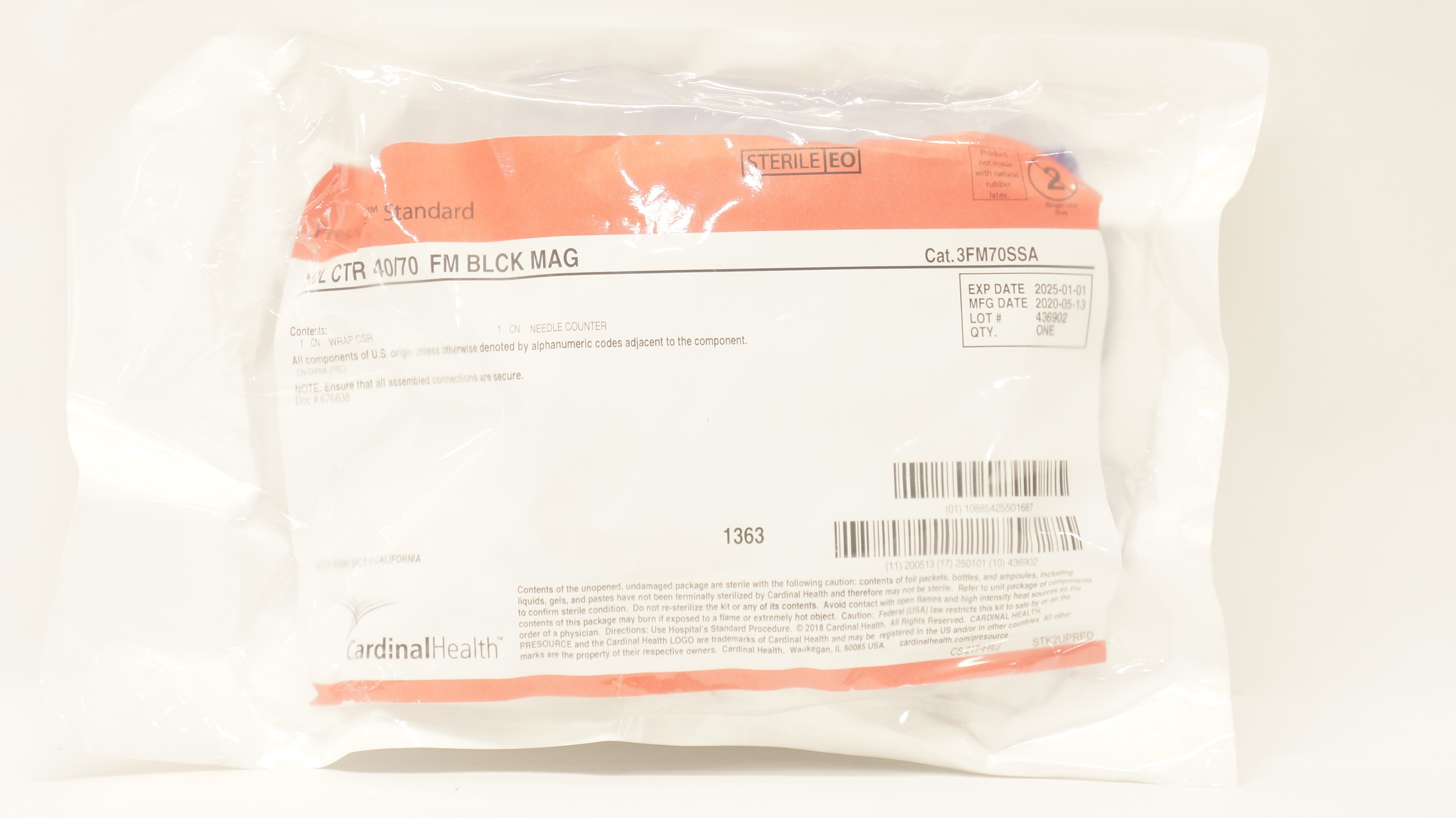 Cardinal Health 3FM70SSA Presourse Standard NDL CTR 40/70 FM BLCK MAG