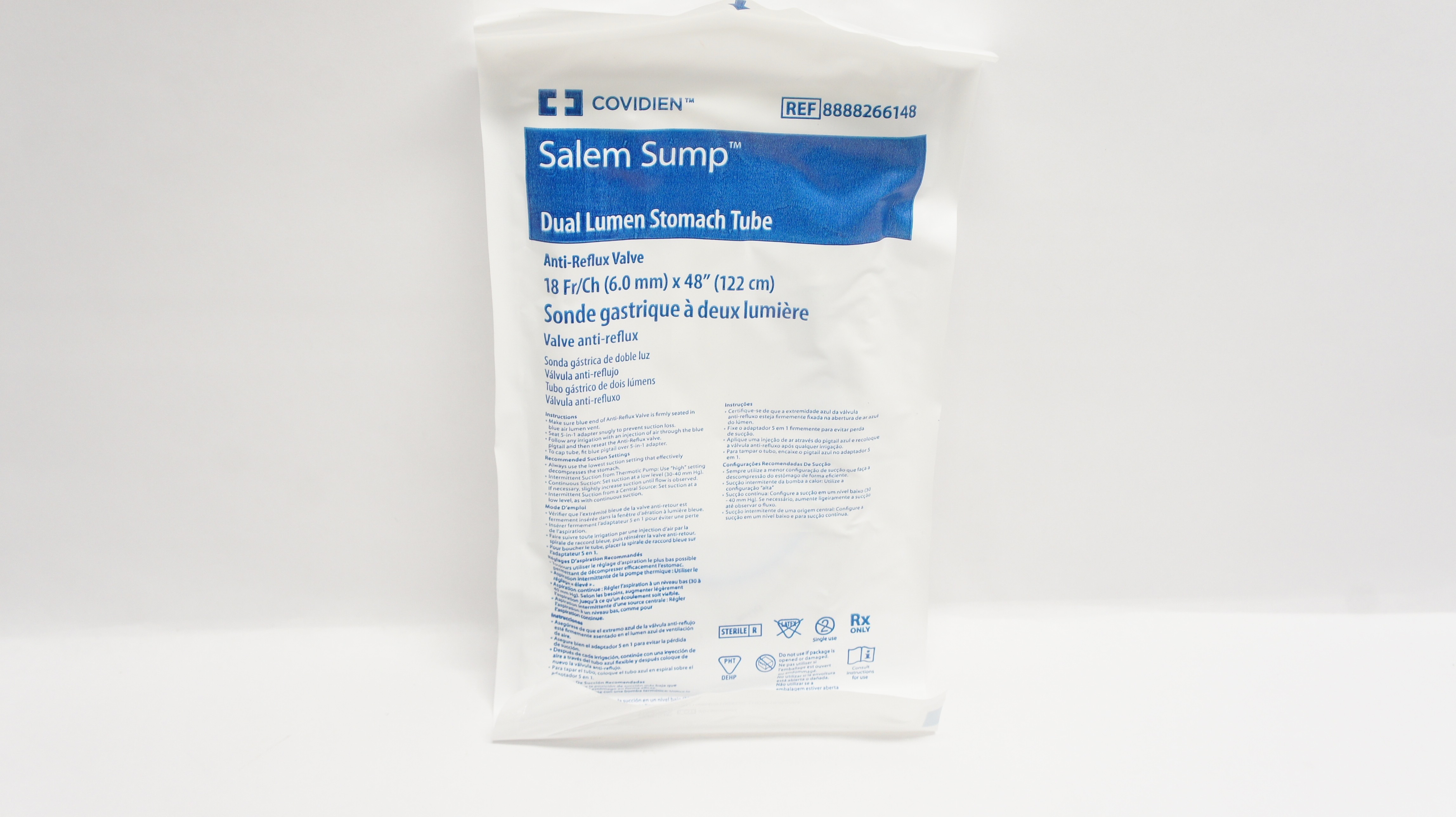 Covidien 8888266148 Salem Sump Dual Lumen Stomach Tube 18Fr/Ch x 48inch