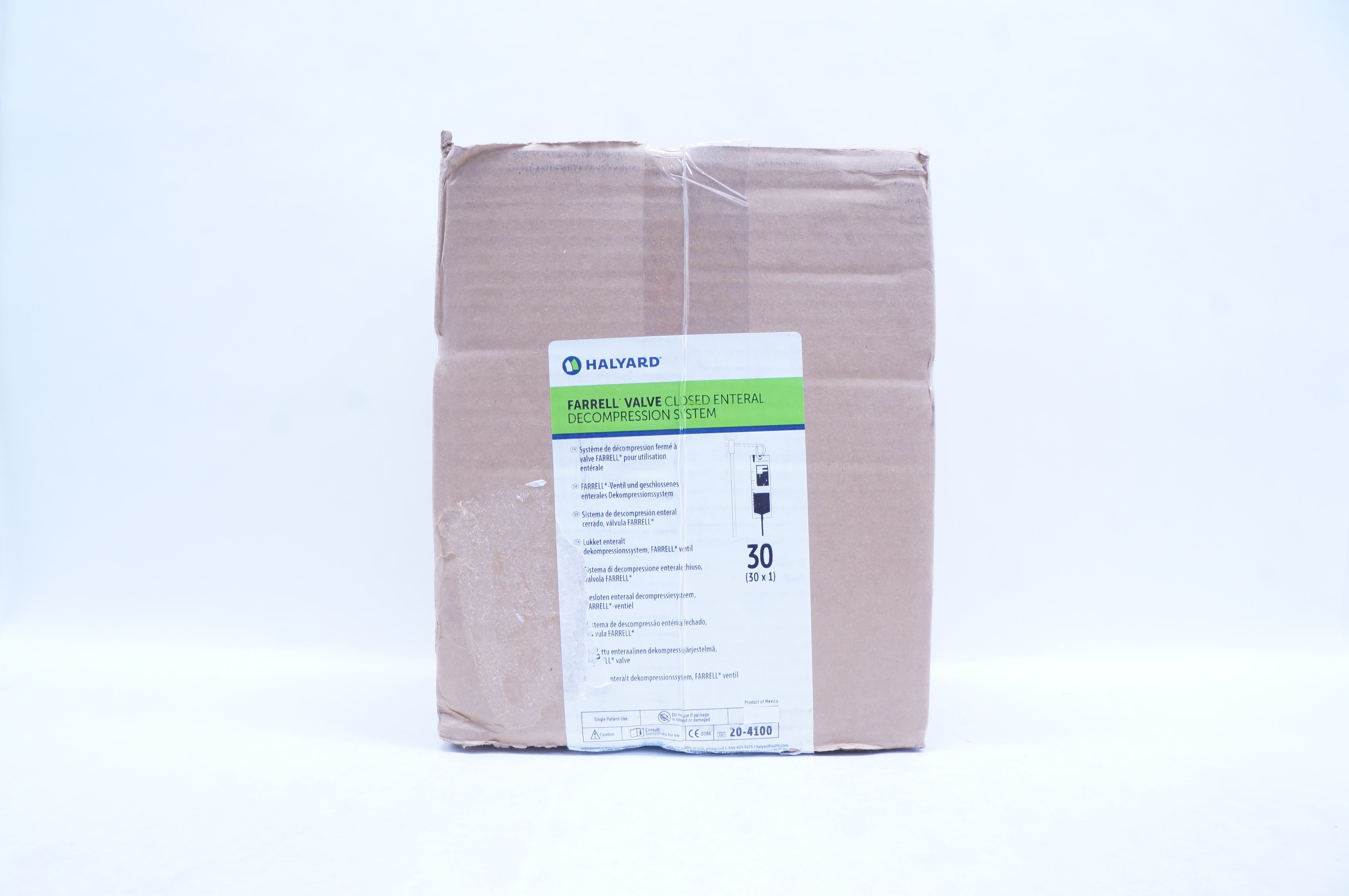 Halyard 20-4100 FARRELL Valve Enteral Gastric Decompression System - Case of 30