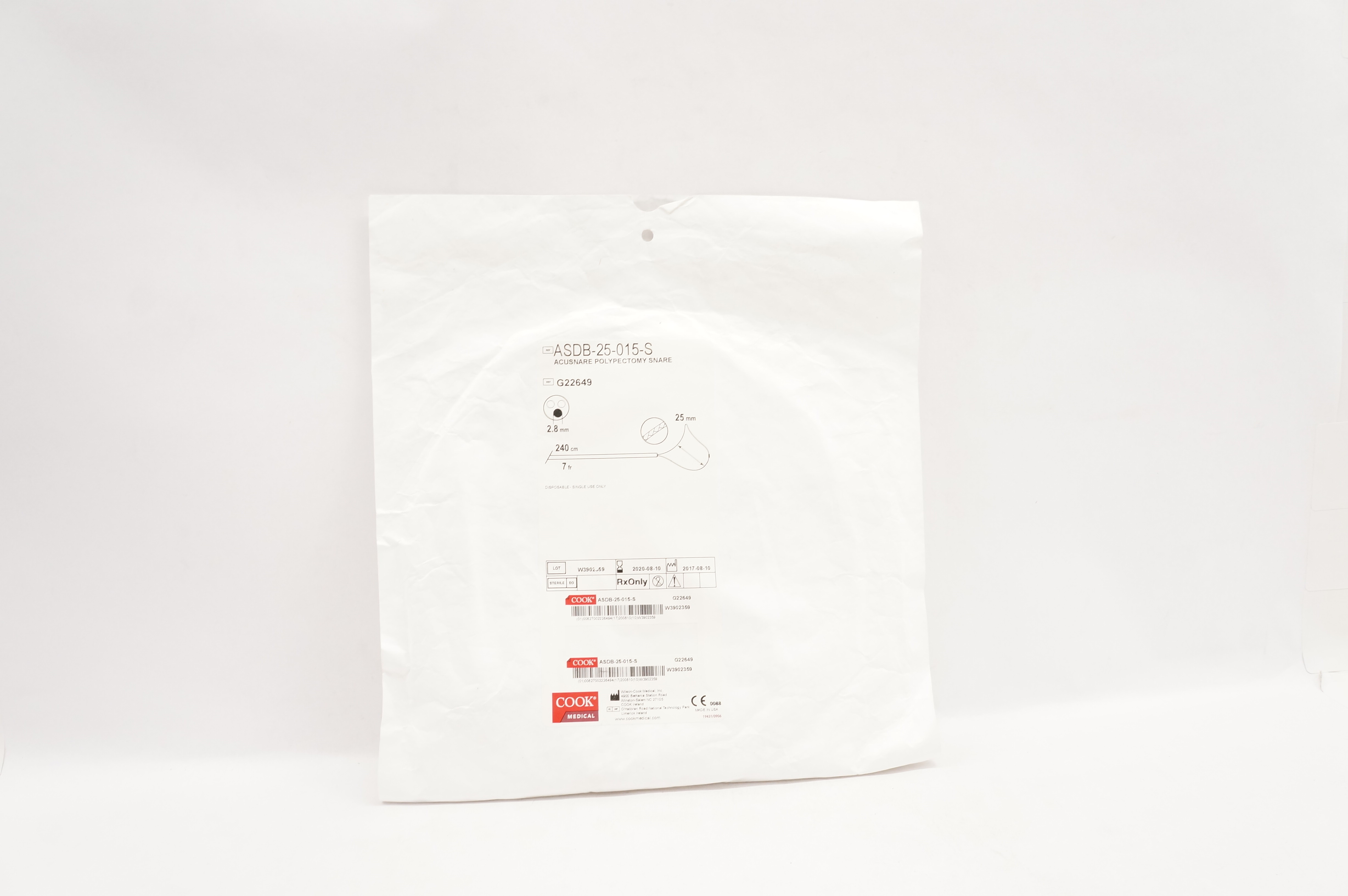 Cook Medical G22649 Acusnare Polypectomy Snare 7Fr x 240cm (x)