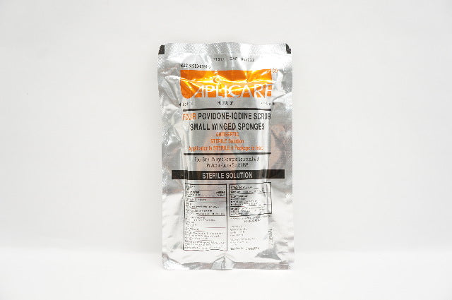 Medline ORF400025S Aplicare Povidone-Iodine Scrub Small Winged Sponge -Pack of 4
