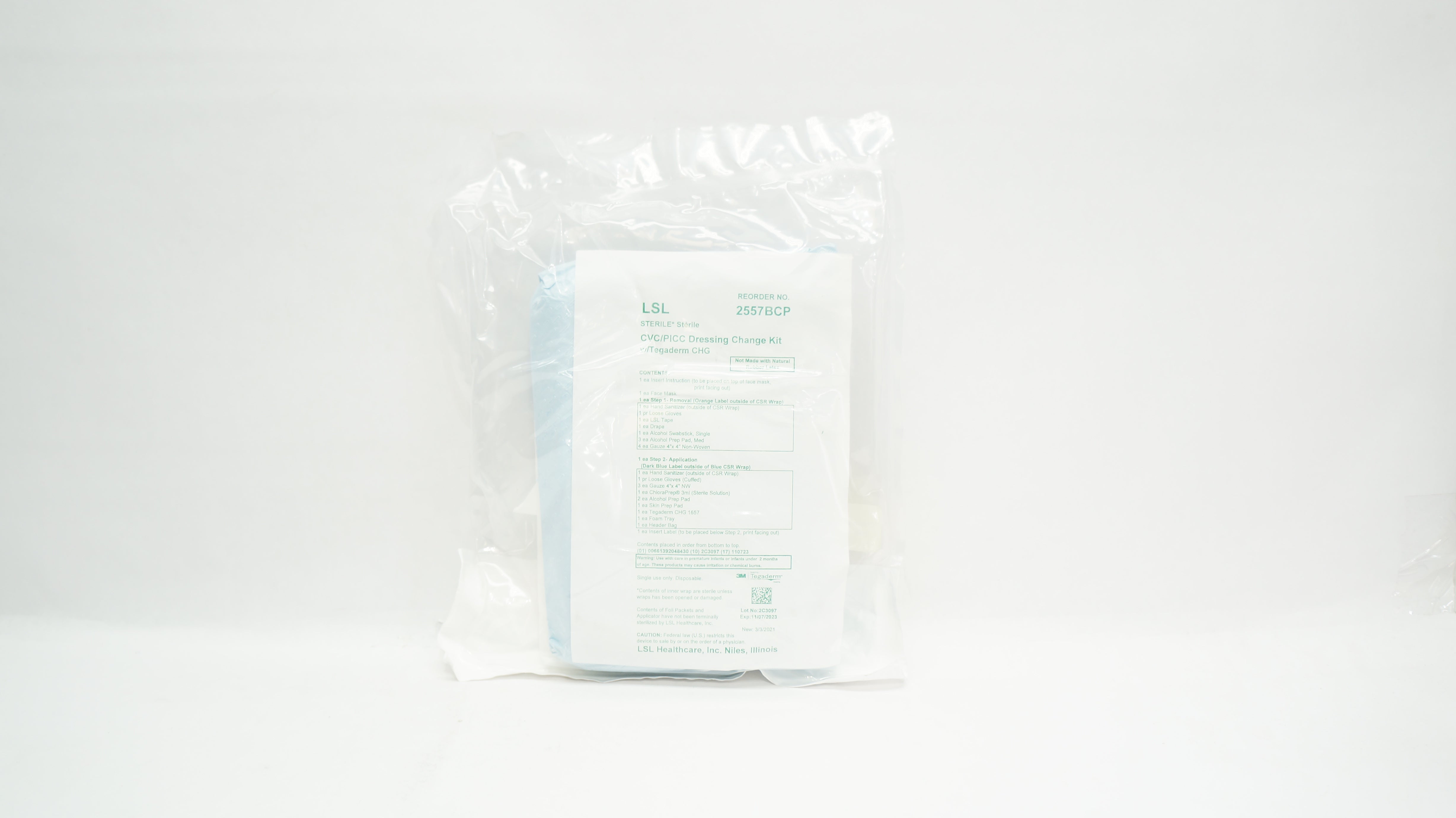 LSL Healthcare 2557BCP CVC/PICC Dressing Change Kit w/Tegaderm CHG