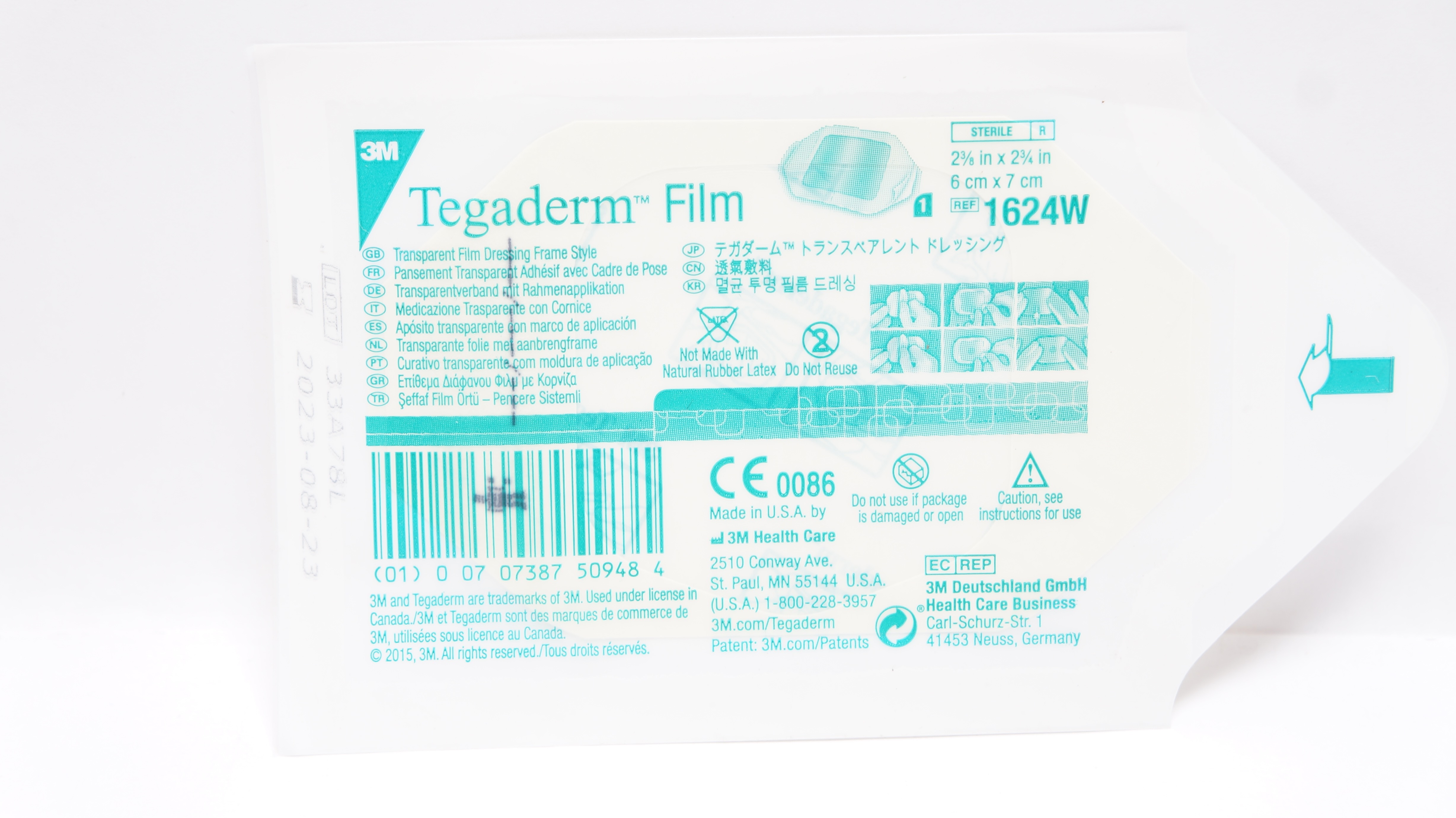 3M 1624W Tegaderm Transparent Film Dressing Frame Style 2-3/8 x 2-3/4 inch (x)
